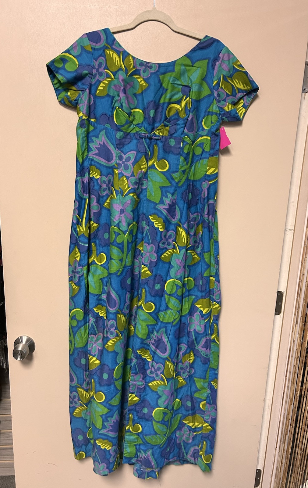 Vintage Sydney Honolulu Hawaiian Dress Bright Florals Zip Up Back Tiki