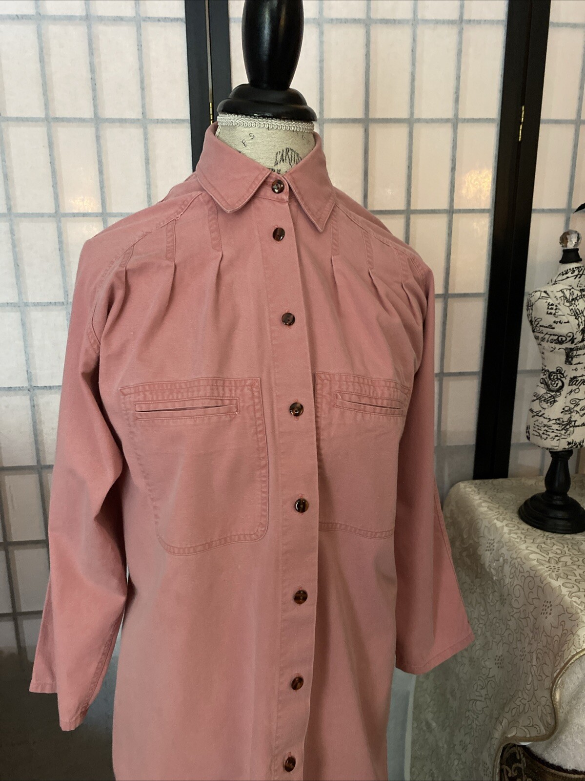 VTG 80s Outback Red-The LTD Wom S Button Down Ruched Shirt-Jacket Pigment Dyed