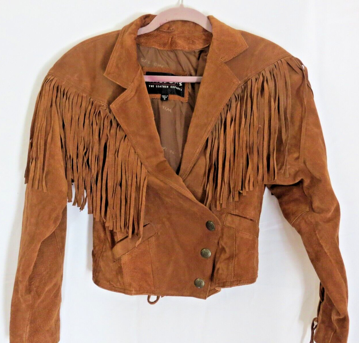 Vintage Western Rust Brown Suede Fringe Leather Jacket Cowboy Size SMALL Women’s