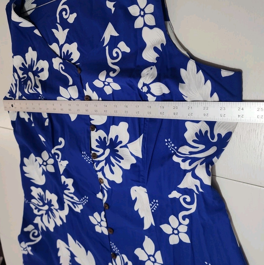 Tiki Palm Hawaiian XXL Blue White Kaftan Cottage Beach Button Up NWT NOS VTG