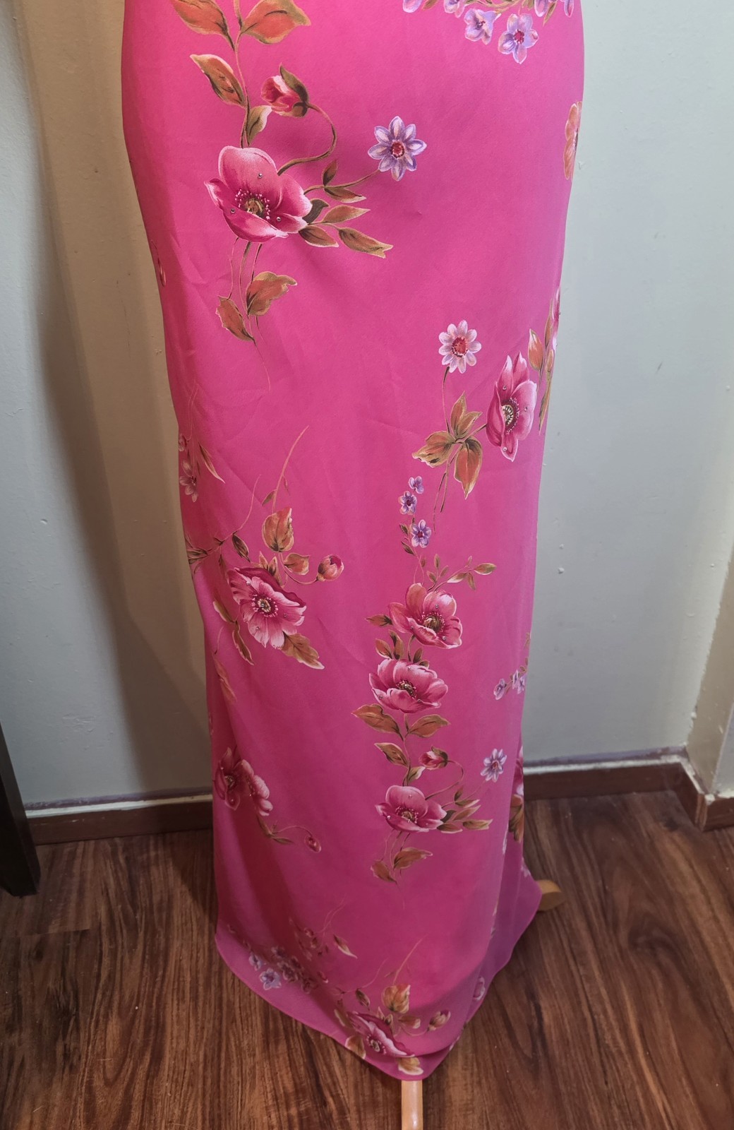 Y2K Niki Livas Slip Dress Sz 12 Cowl Neck Shear Overlay Gown Whimsigoth Fairy