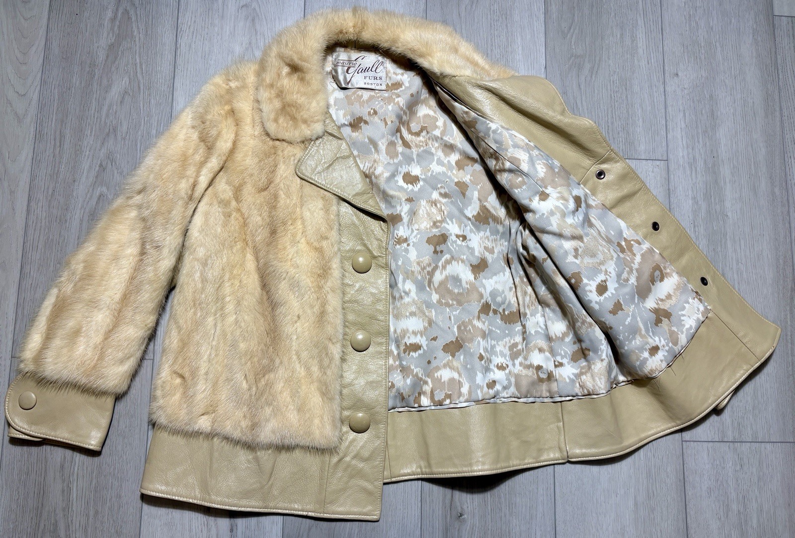VTG 1960s Maurie Gaull Furs Boston Genuine Fur Leather Trim Coat Women’s Large