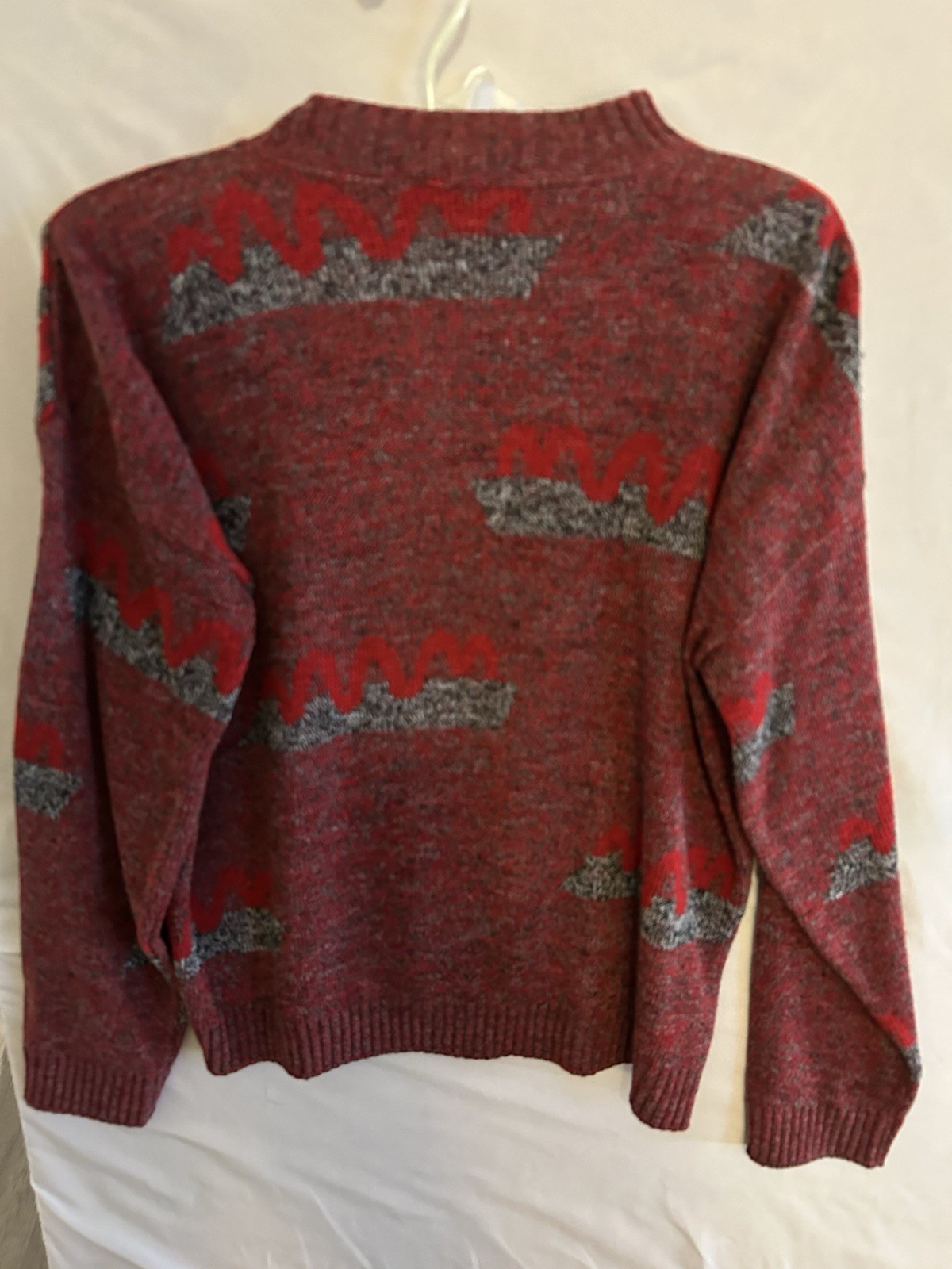 VTG 80s Sweetree USA Marled Knit Sweater Red Wave Graphic Grandpacore Indie M
