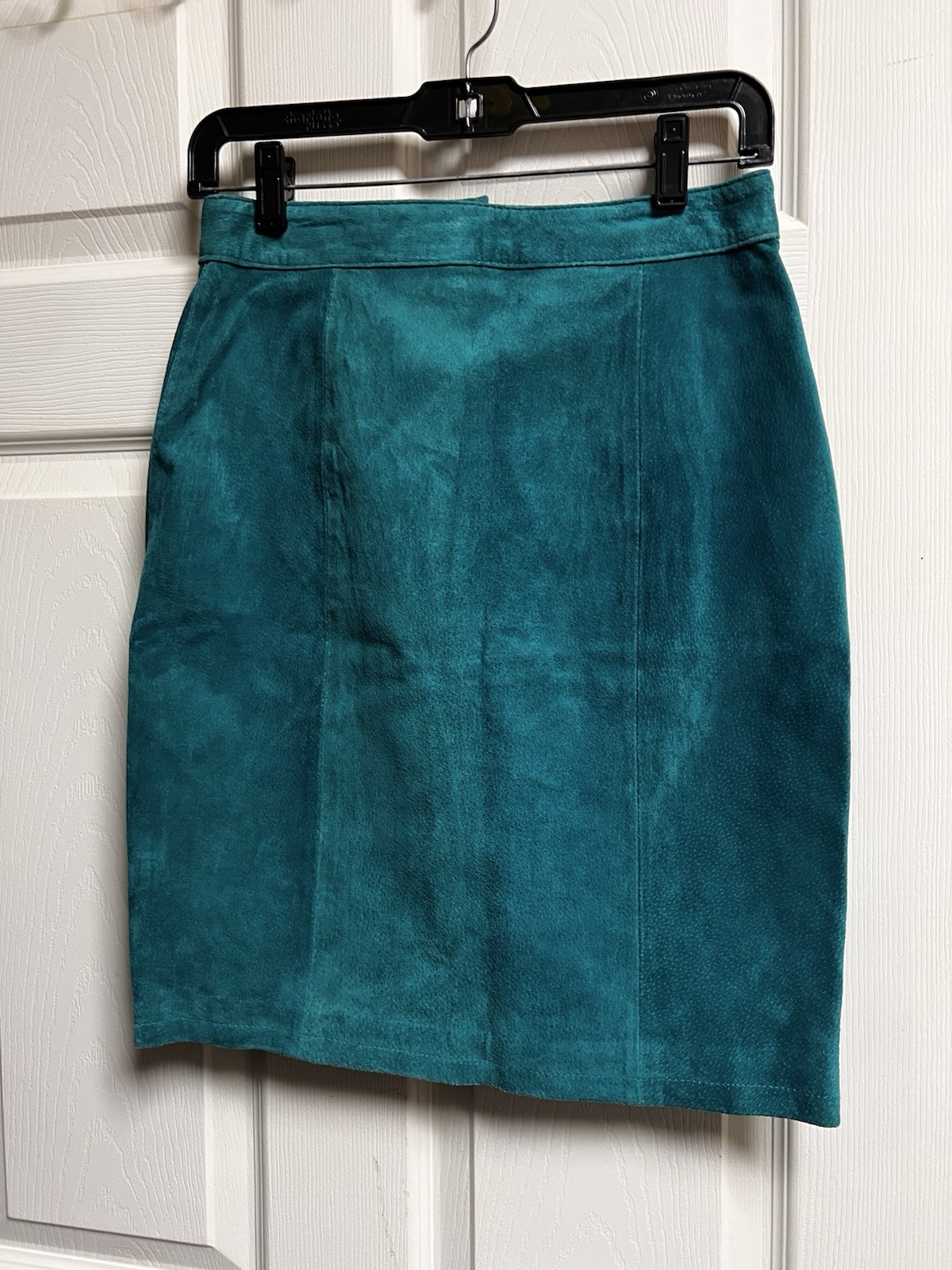 Global Identity G-III Vintage Teal Suede Leather Mini Skirt Size 9/10 High Waist
