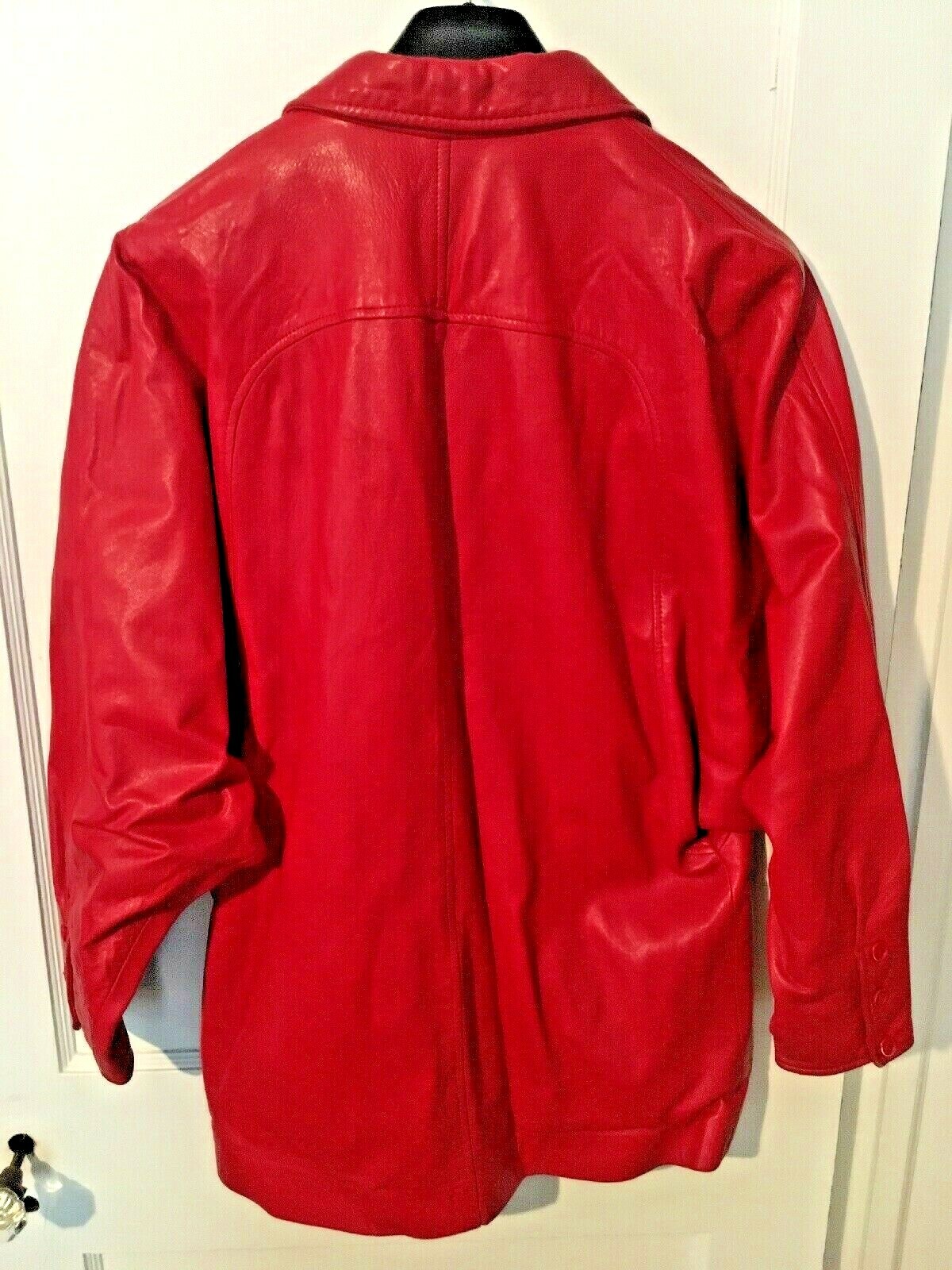 Vintage 80s Vakko Red Leather Jacket Womens Small USA Coat Fashion Coat