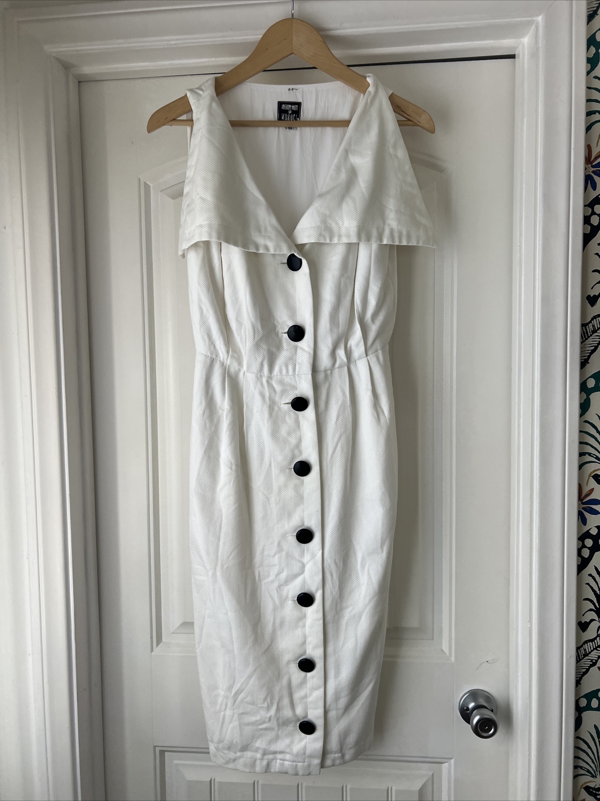 Vtg 80s Anthony Muto For Moroci Cotton Pinup Pencil Dress Old Money Preppy S/M