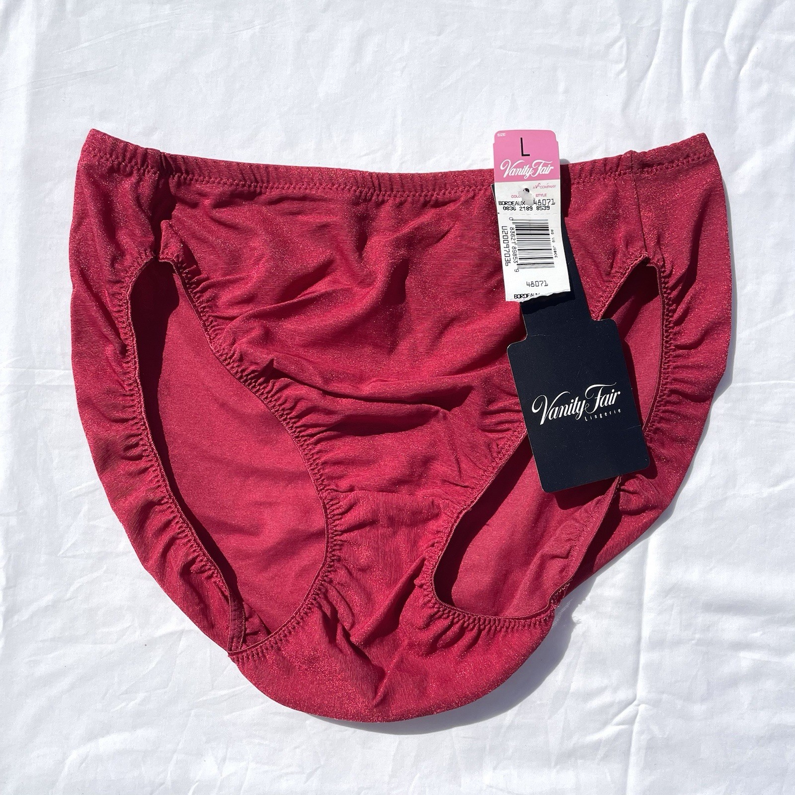 Vanity Fair Body Sleeks High Cut Silky Panties Womens Large Bordeaux Red 48071