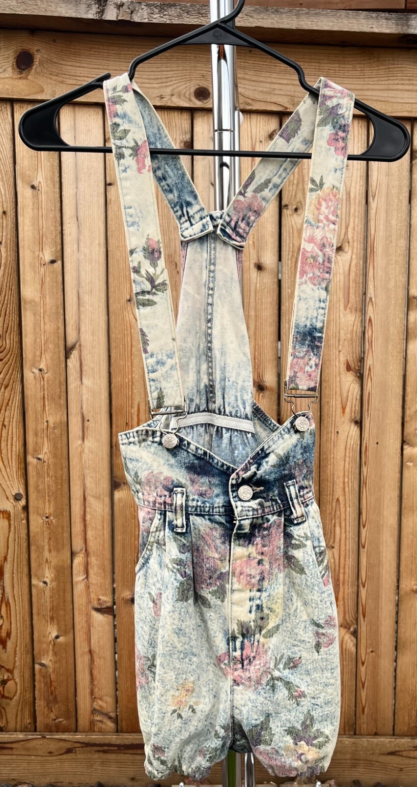 Women’s Vintage Y2K Floral Print Denim, Overalls Romper Size Small Indie Sleaze