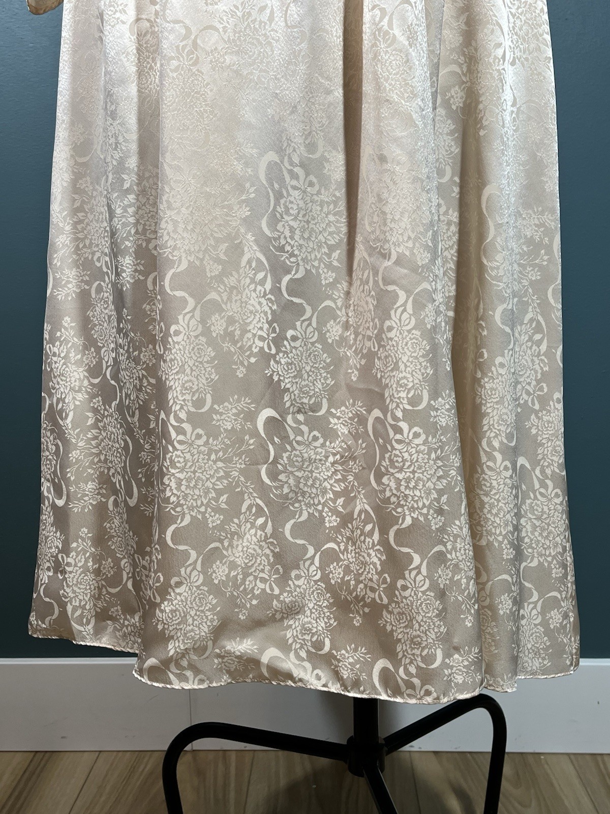 Vintage Scott McClintock Victorian Brocade Dress Peach Glitter Cottage Core Sz 4