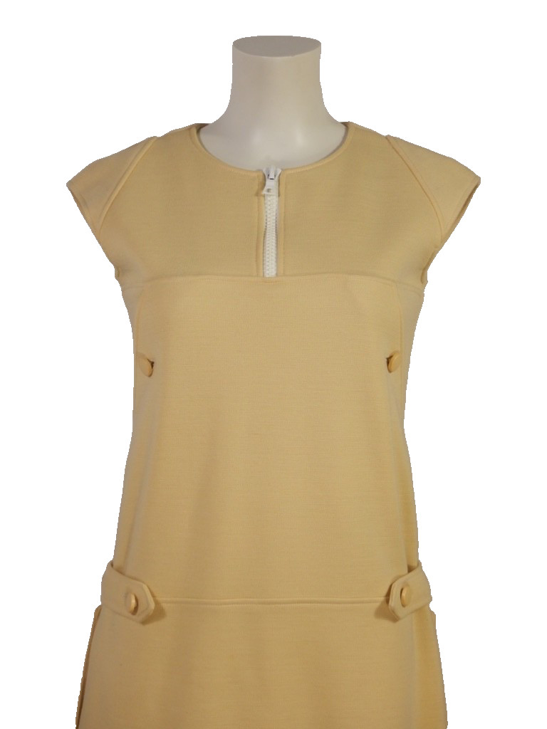 Vintage Andre Courreges Cream Knit Mod Dress Size 00