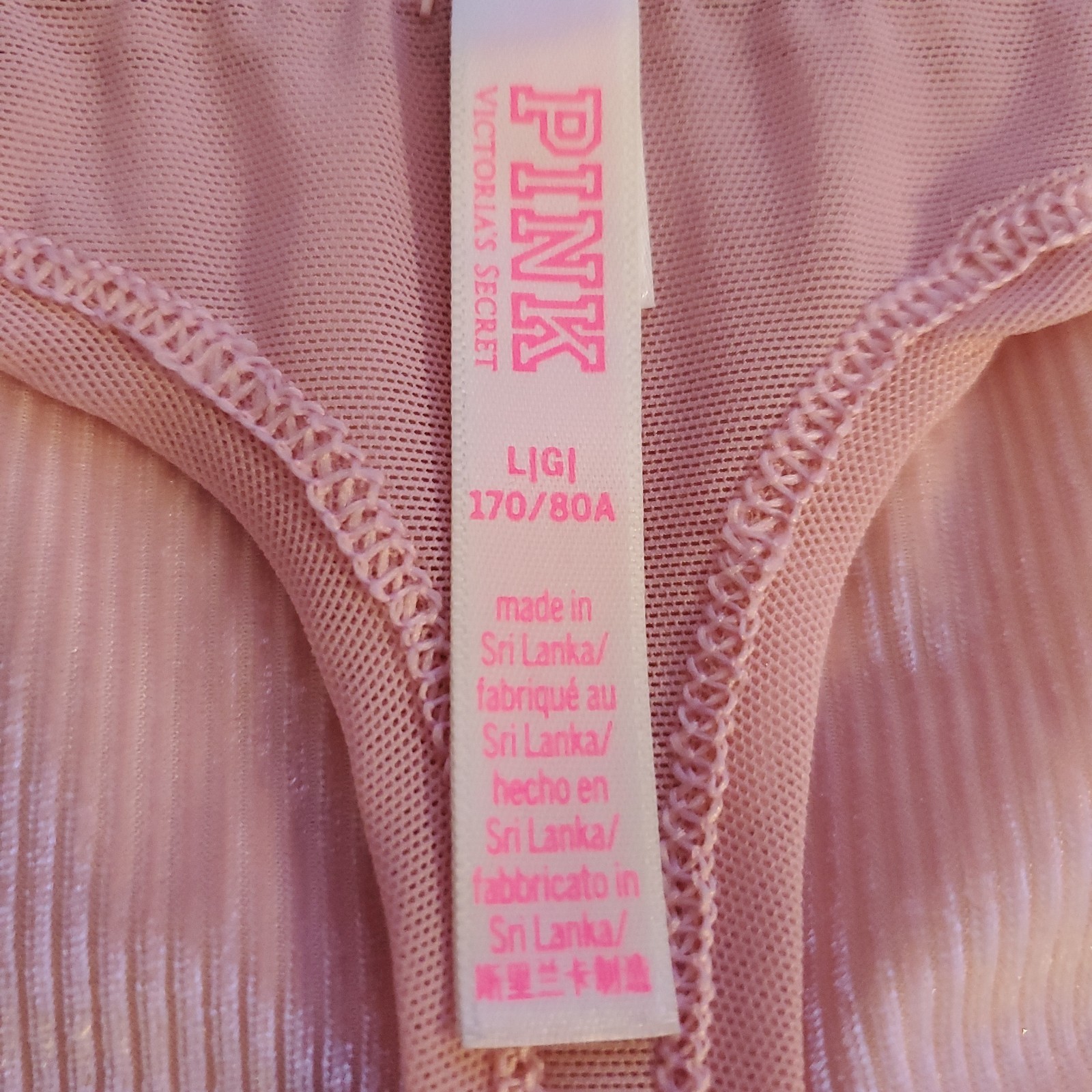 Victoria’s Secret PINK Dusty Rose Pink Ribbed Velvet Bikini Panty Logo Large L