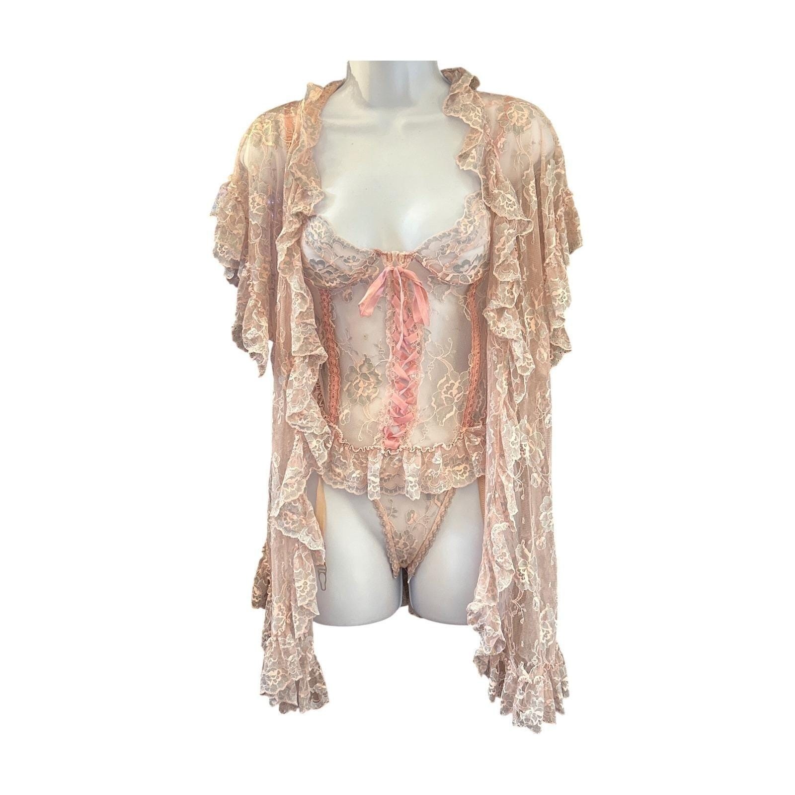 Vintage Shirley of Hollywood Lingerie 3 Piece Set Coquette Balletcore Romantic