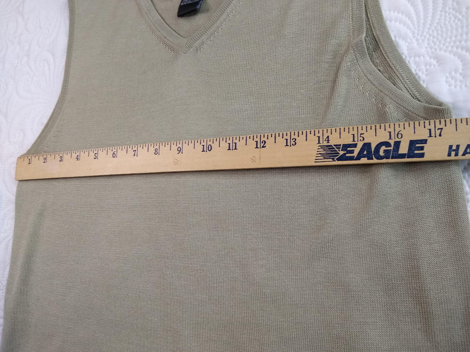 SILX by August Silk Tank Top Women’s L (S) Moss Green Minimalist Luxury Y2k Vtg
