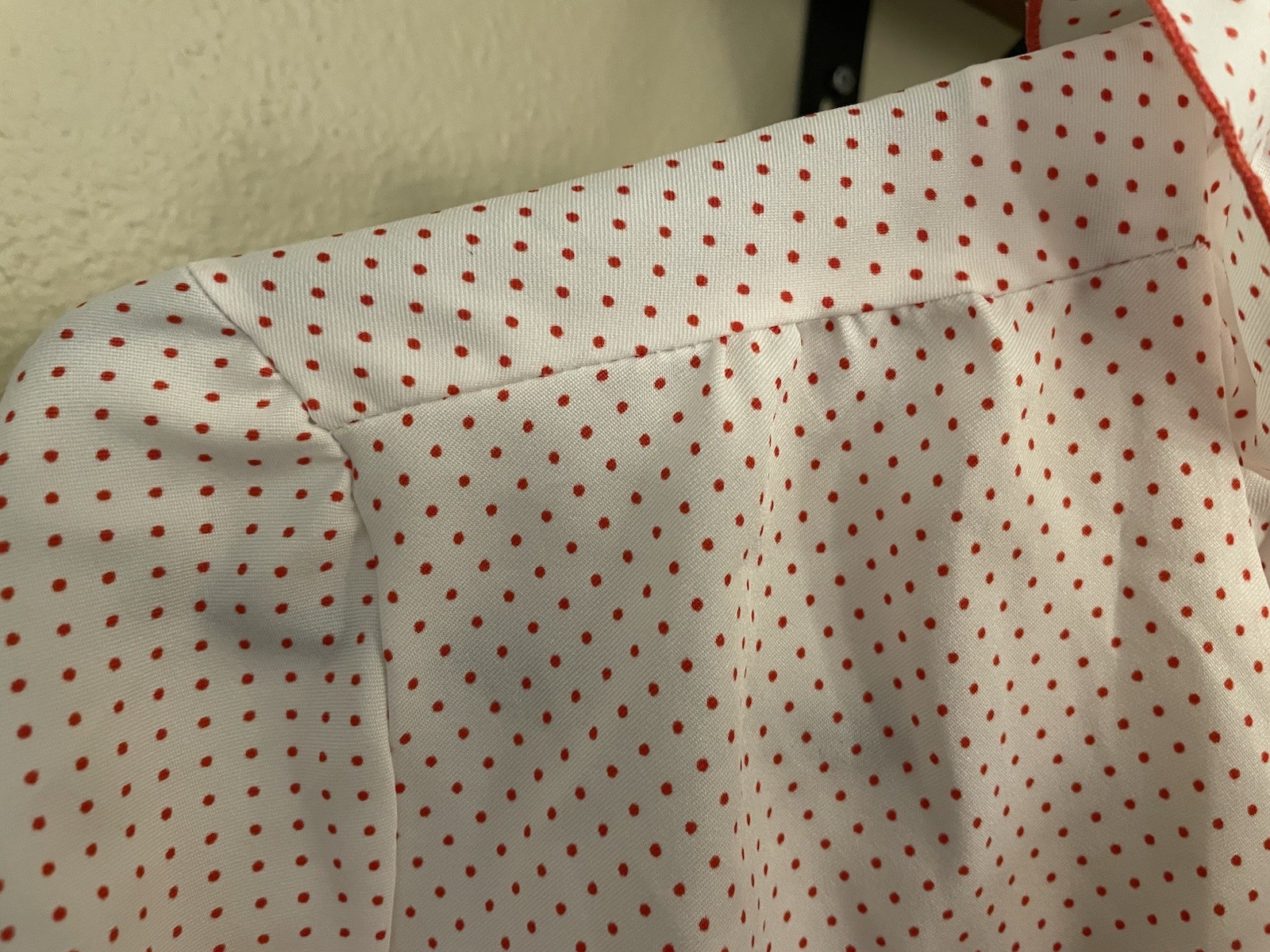 Vintage Rhoda Lee Red and White Polka Dot High Ruffle Blouse Size 14