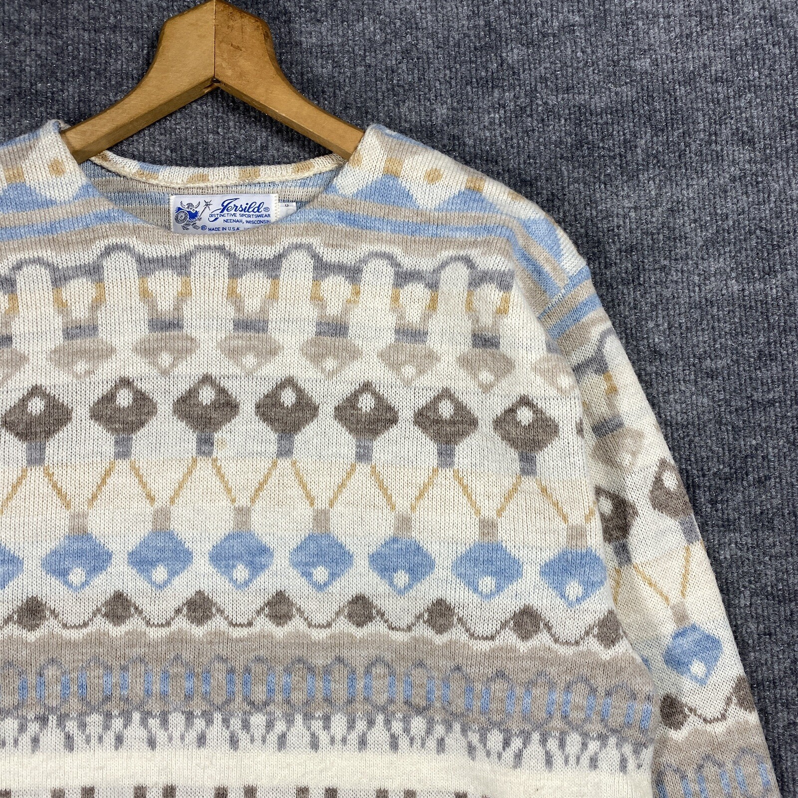 VINTAGE 60s Jersild Fair Isle Crewneck Sweater Women Size Large Nordic Acrylic