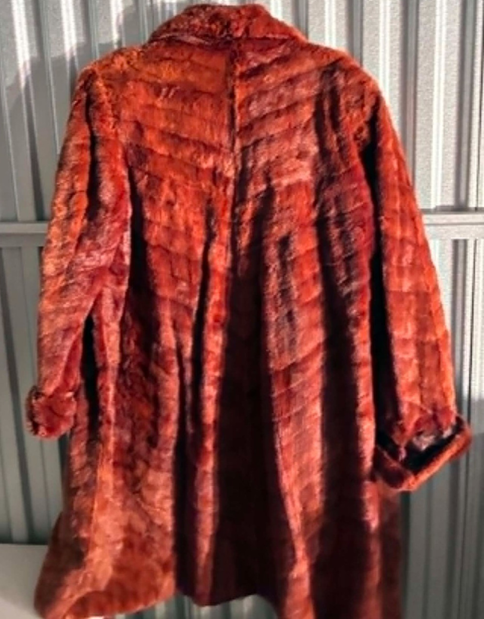 Vintage Cinnamon Brown Genuine Mink Fur Stroller Swinger Long Coat Size L/XL