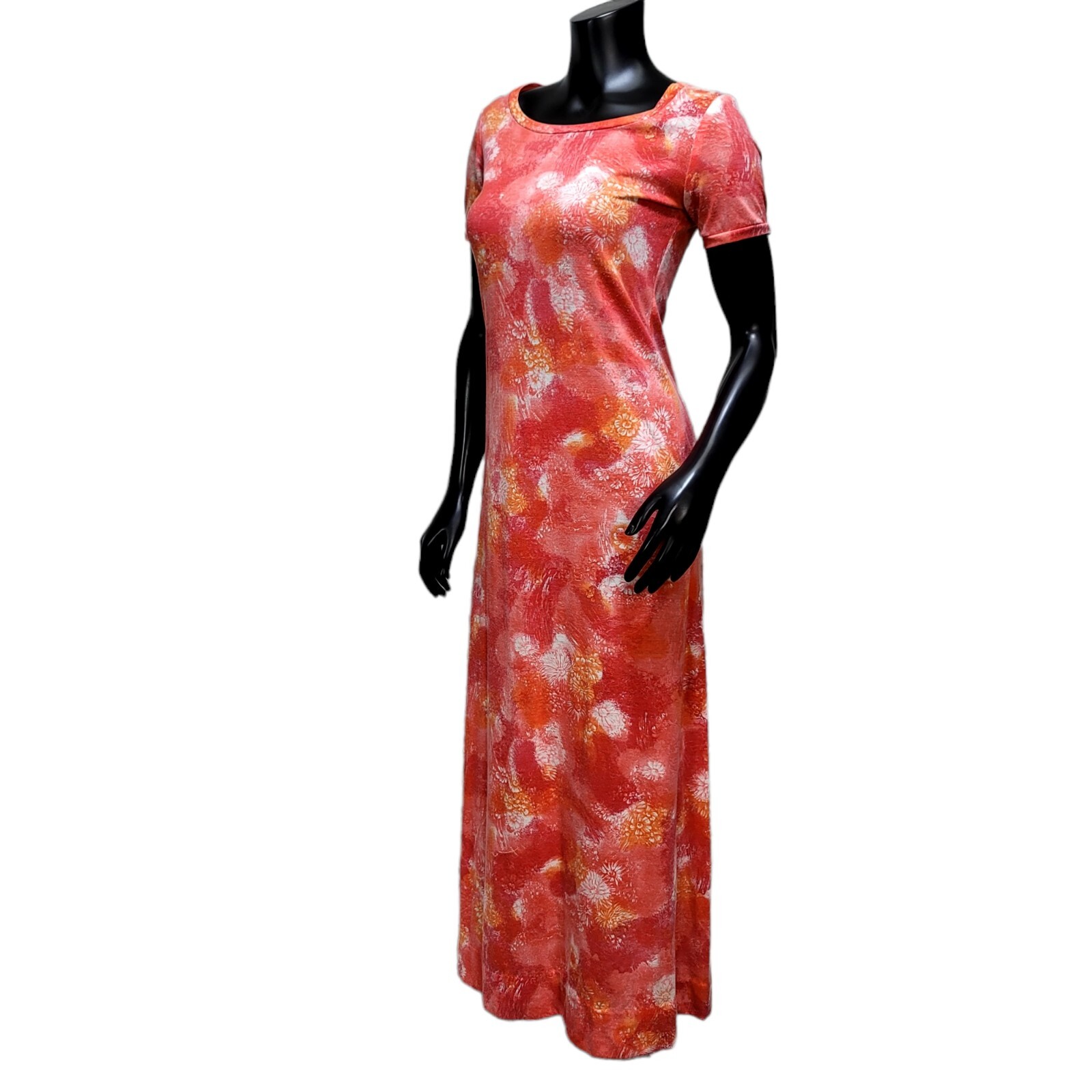 Vintage Liberty House Nani Hawaii Coral Tropical Floral Maxi Dress Womens S Tiki