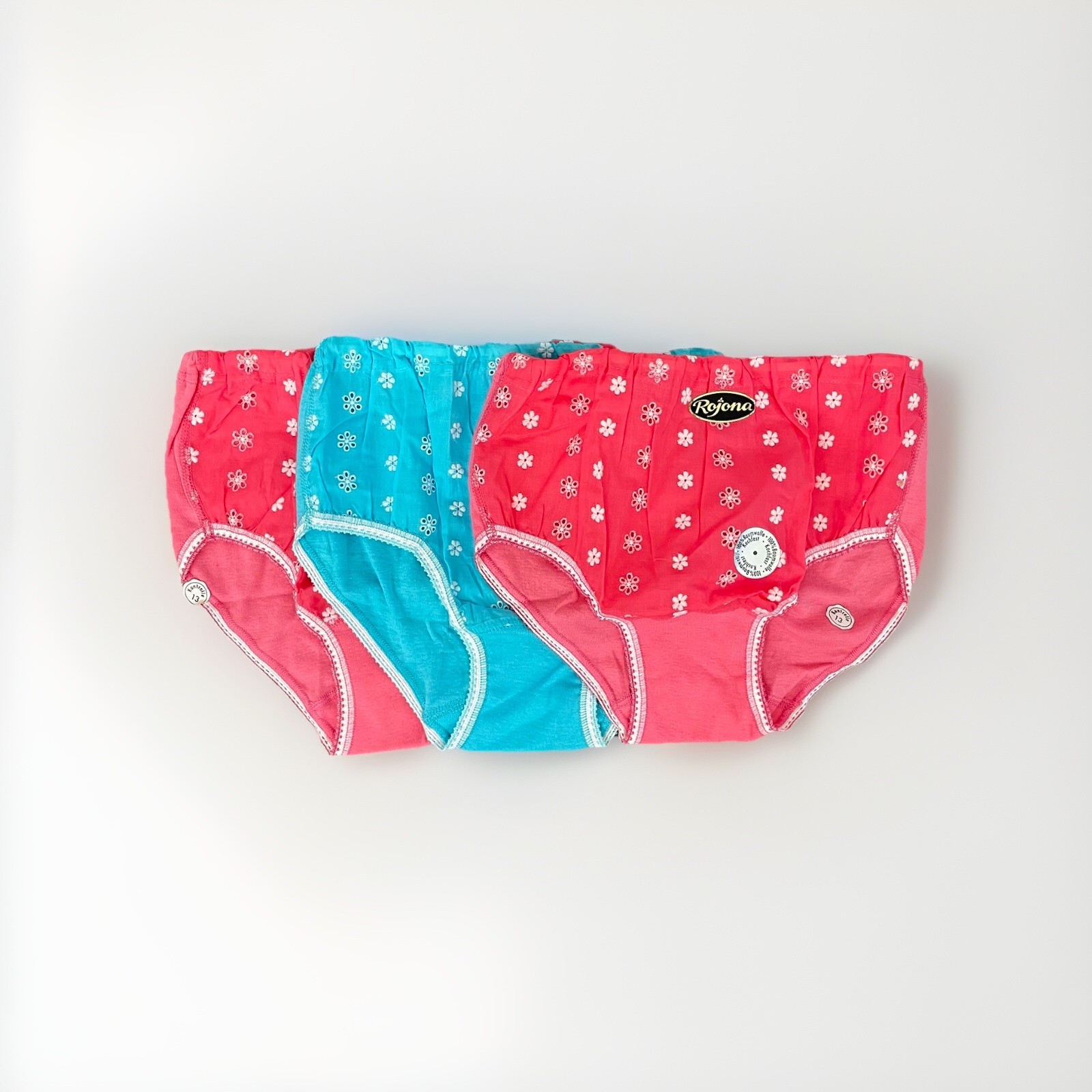 Vintage Cotton Flower Embroidery Blue And Pink Underwear Set Of 3 NWT Read