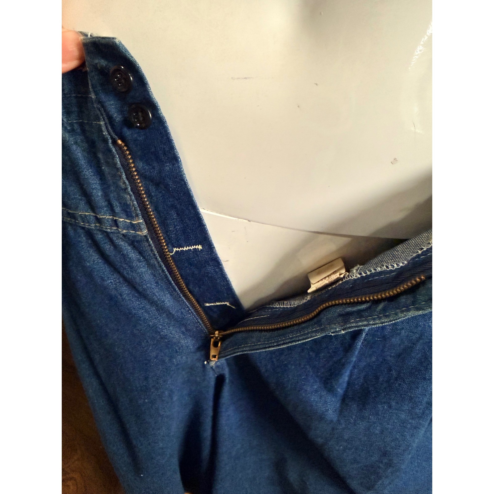 Vintage Complements Denim Culottes Wide Leg Gaucho Pants High Rise Blue USA boho