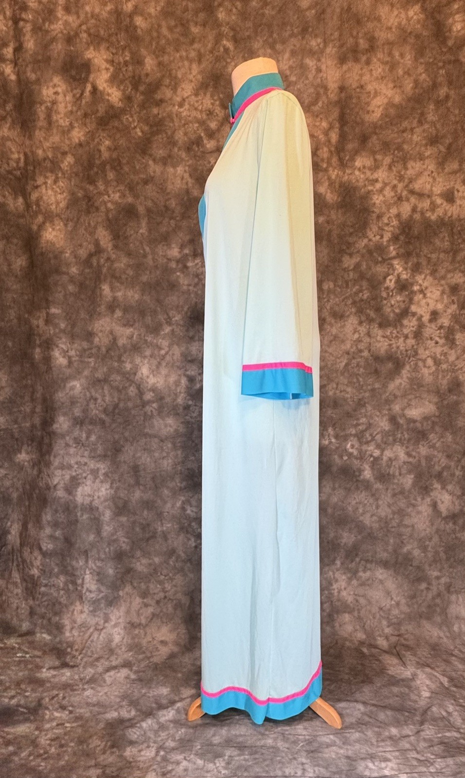 Vtg 60/70s Mod Gossard Artemis Robe Loungewear Aqua Pink turquoise SzM
