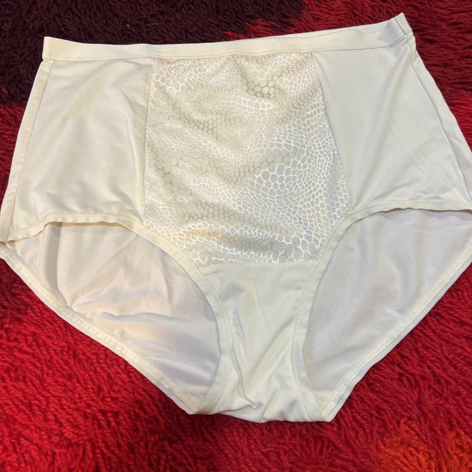 Vtg Y2K Silky Nylon Blissful Benefits Warner’s Panties Snakeskin Ivory Large