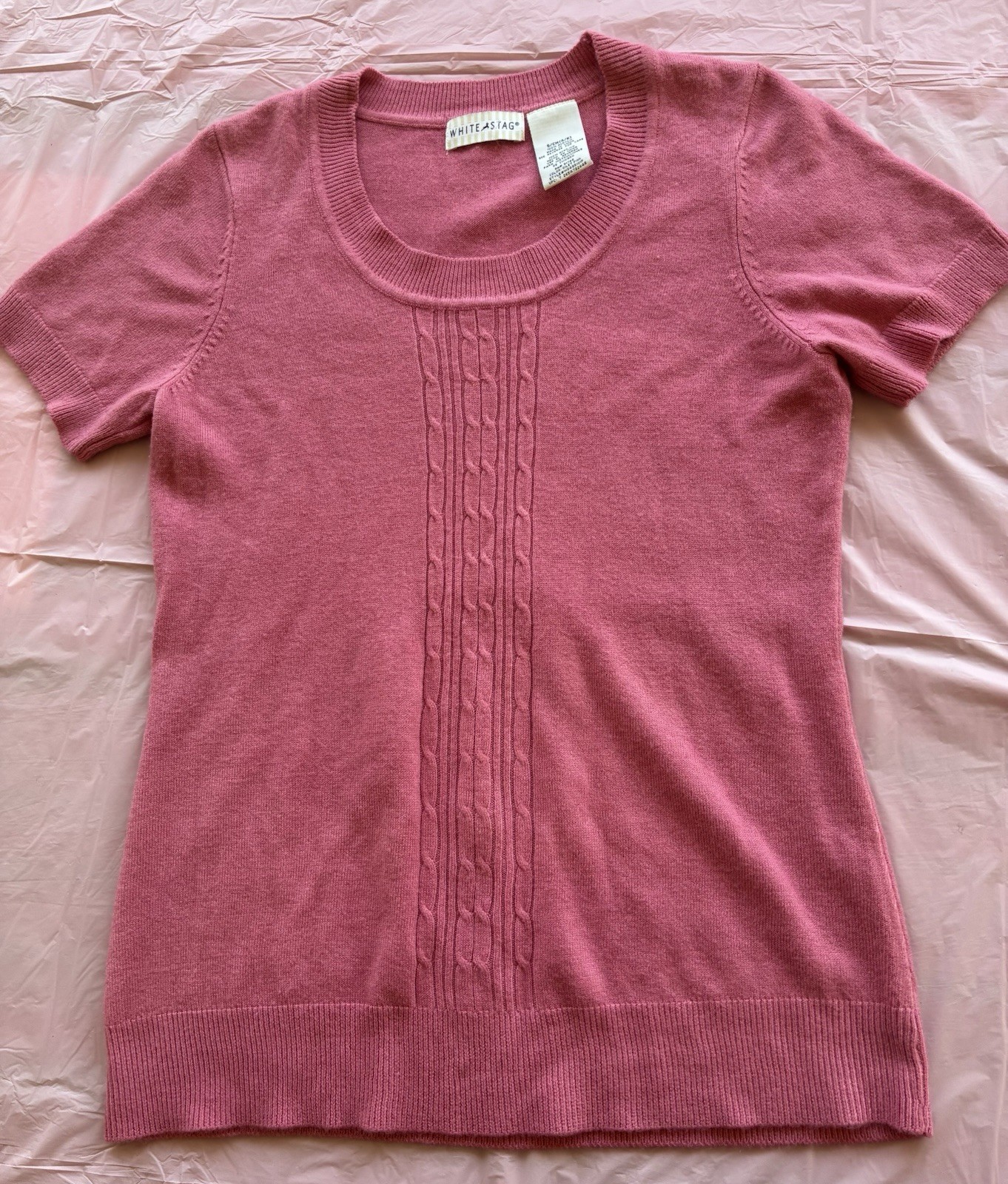 White Stag Women’s Vintage 90s Solid Pullover Top Shirt Pink Pinup Retro Sz S