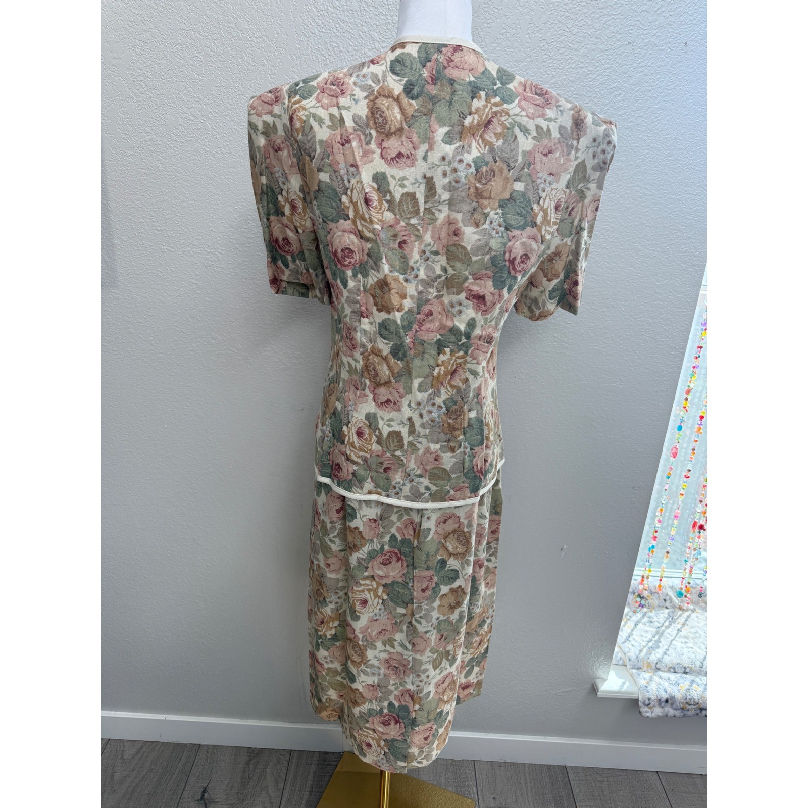 Vintage 90s Floral Skirt Set Cottagecore Rose Print Matching Two Piece Size 12
