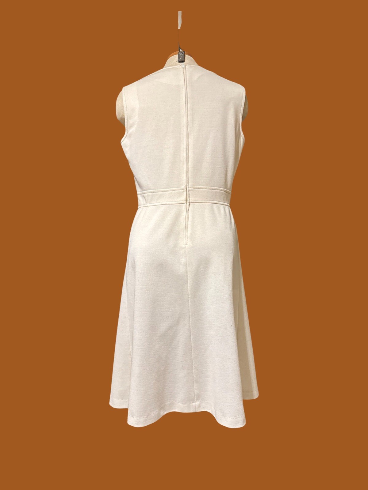 Vintage 70’s Knit Womens Dress Suit Set Brown Stitched Point Collar Haggar S/M