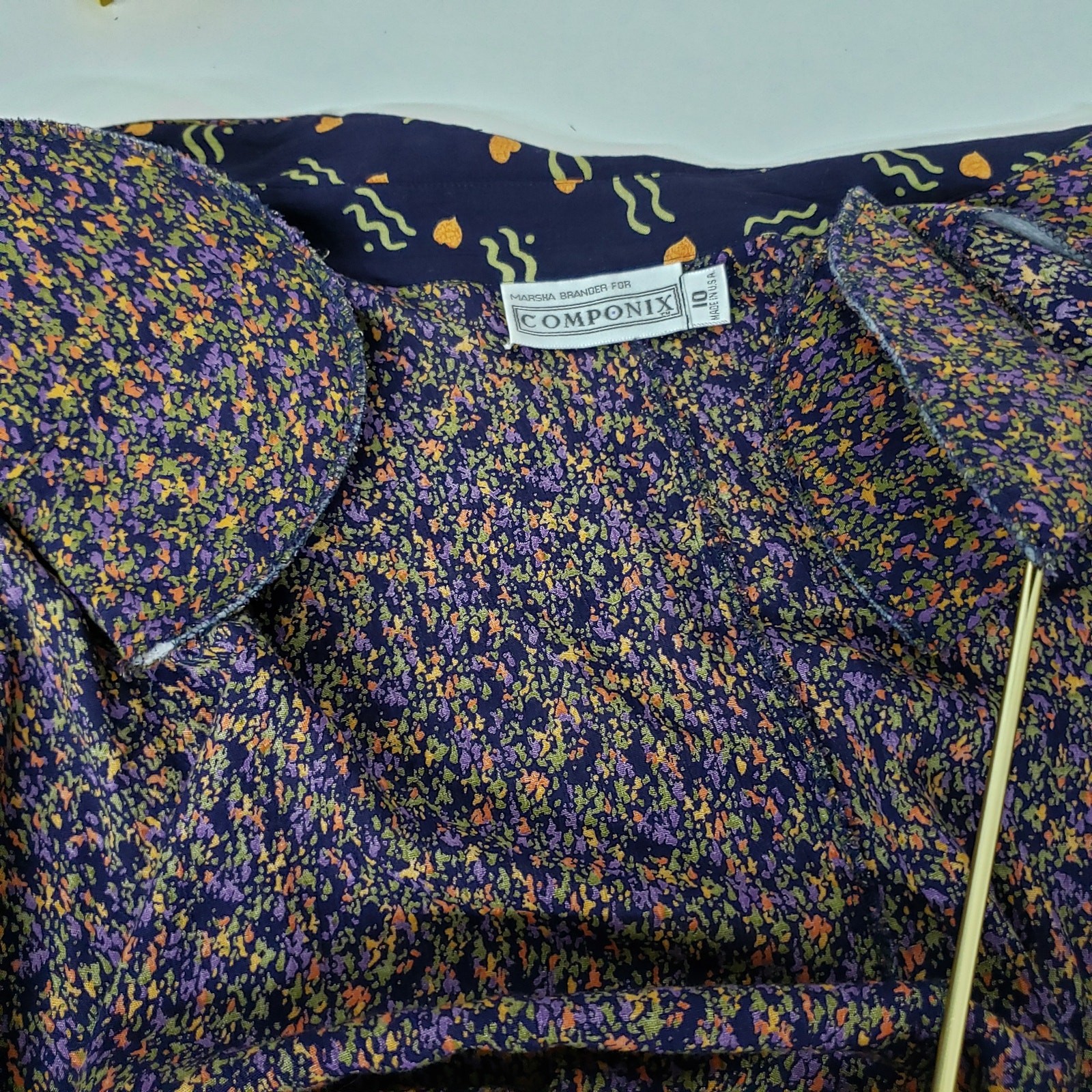 Vintage 90’s Marsha Brander for COMPONIX Abstract Floral Top Made in USA 10