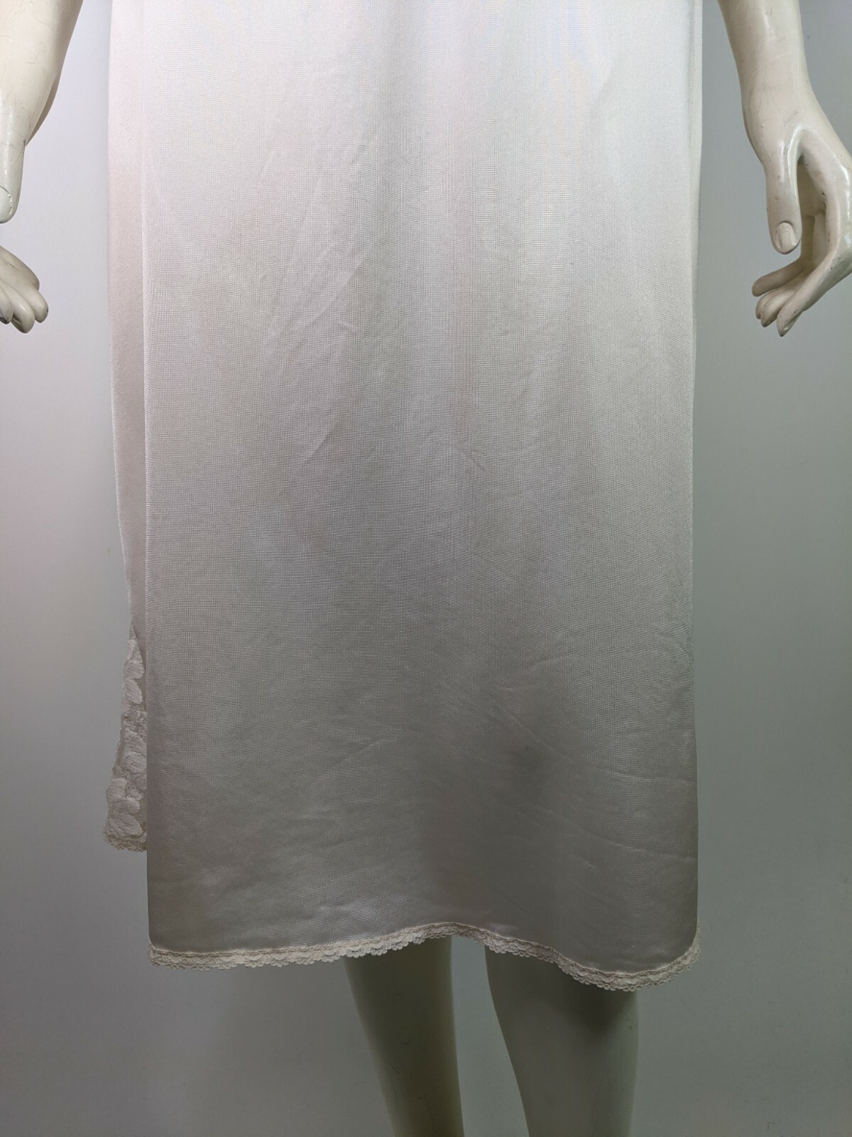 Nylon Lingerie Maidenform Half Slip Vintage Beige Vtg Lace Below Knee M