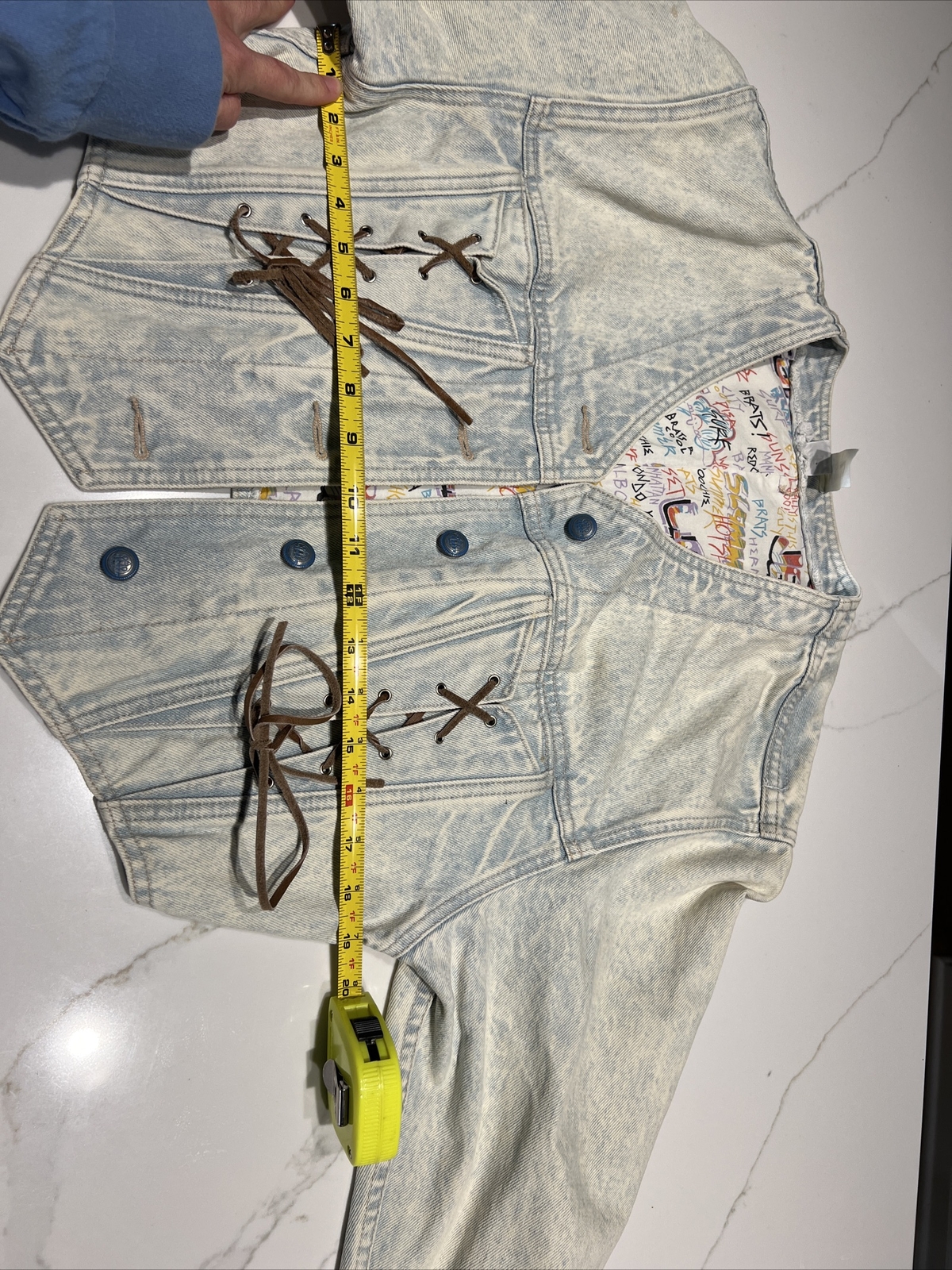 VTG Original LA Gear Cropped Acid Wash Blue Jean Denim Jacket Large Y2K 80s 90
