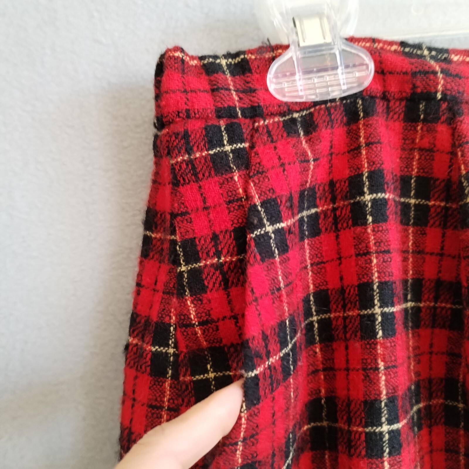 Vintage Pendleton Skirt Size 16 Red Tartan Plaid Wool Knee Length Dark Academia