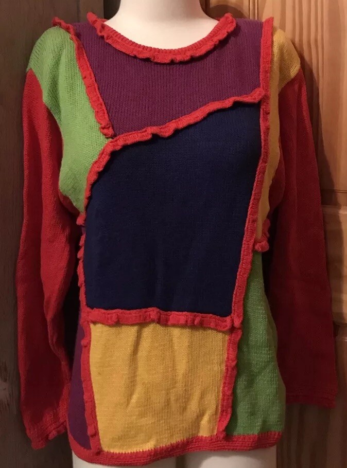90s Vintage MOD Sweater SPREE INTERNATIONAL FUNKY ARTSY Boho EUC