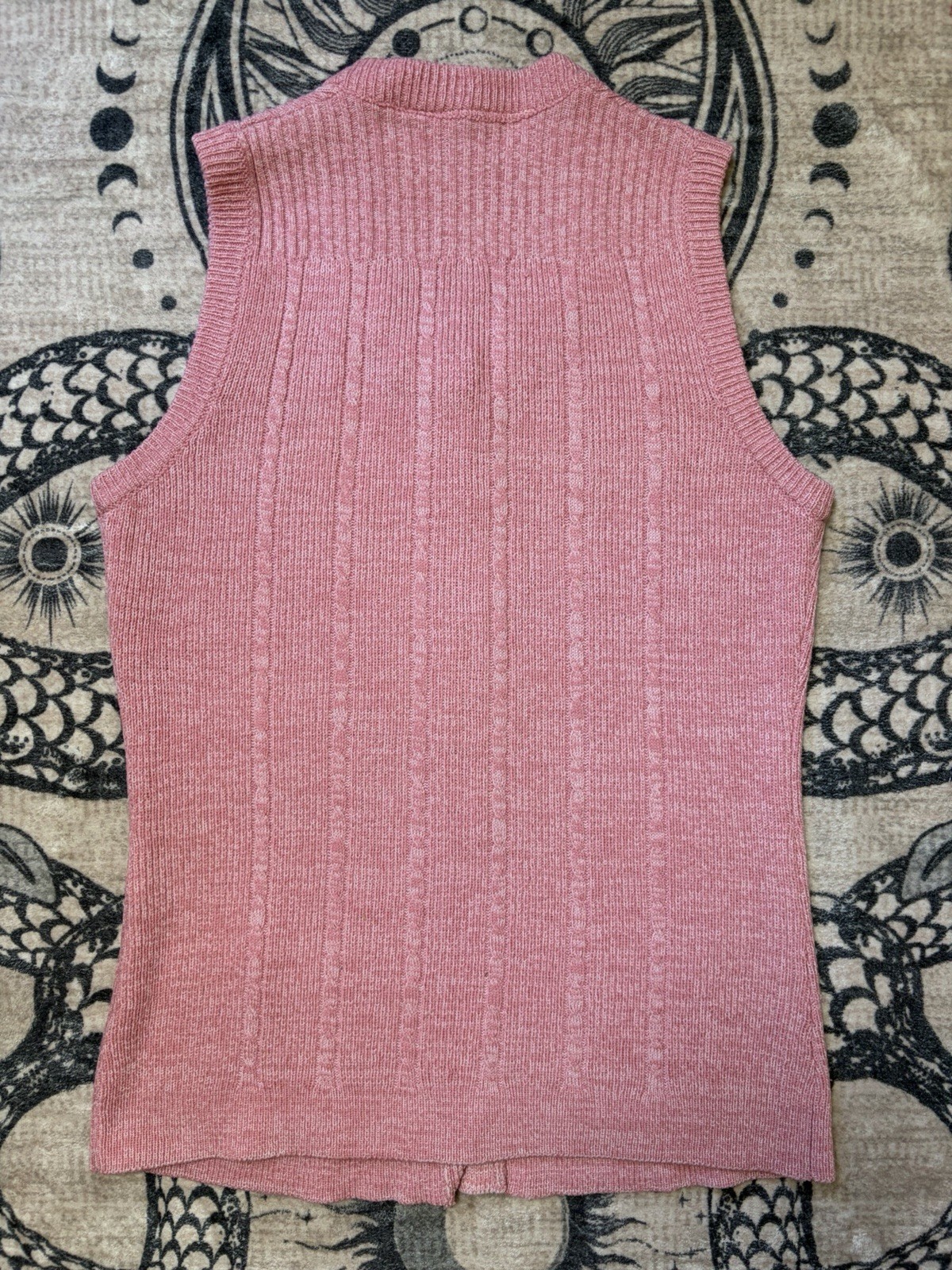 Vintage 70s Dusty Pink Sweater Vest Size S Knit Sleeveless Button Up Preppy