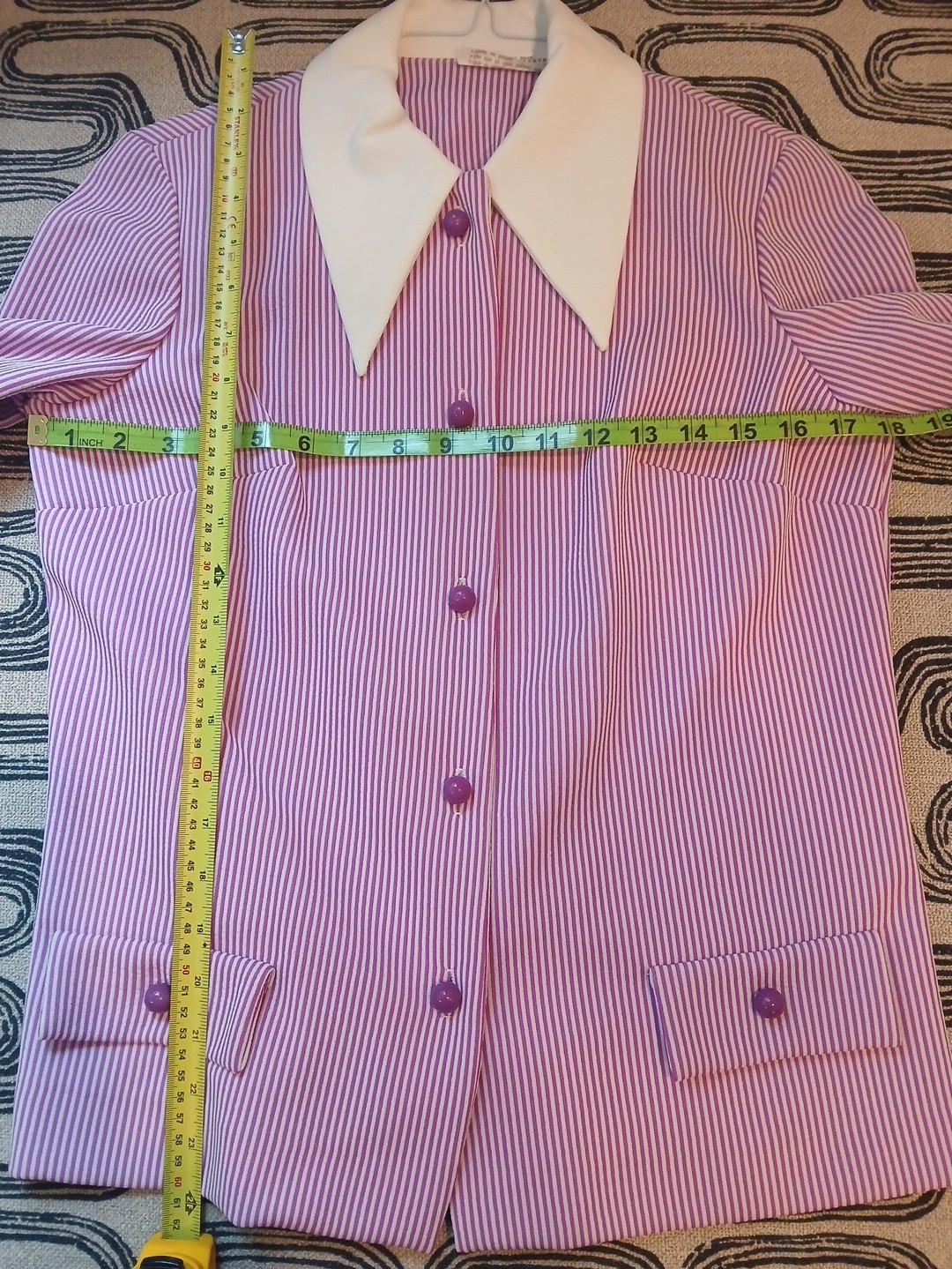 Women’s Vintage Purple/White Pinstripe Button-Down Jacket w/ Matching Skirt. M
