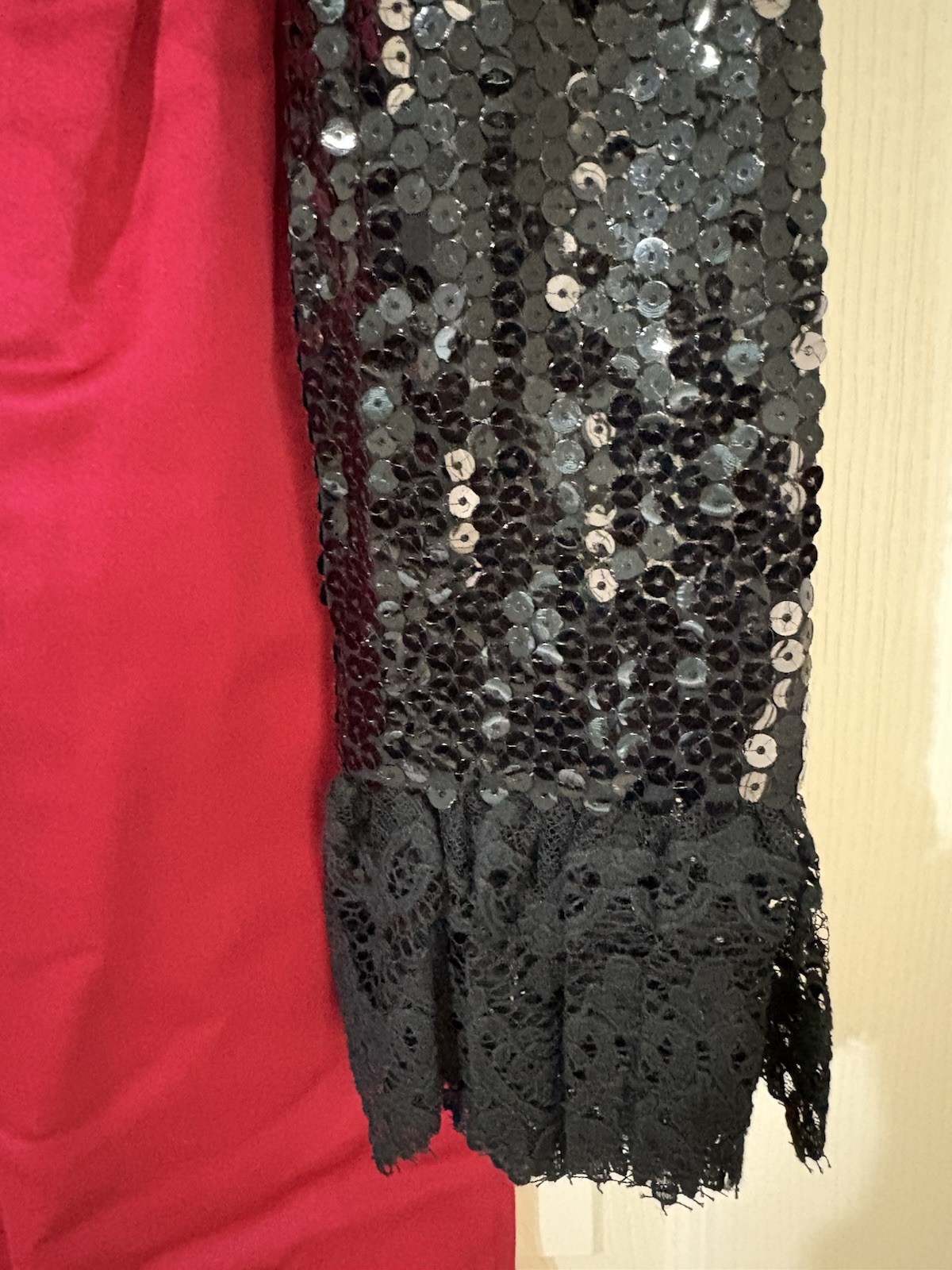 William Pearson Vintage Black Sequin And Red Satin Long Dress Size Small