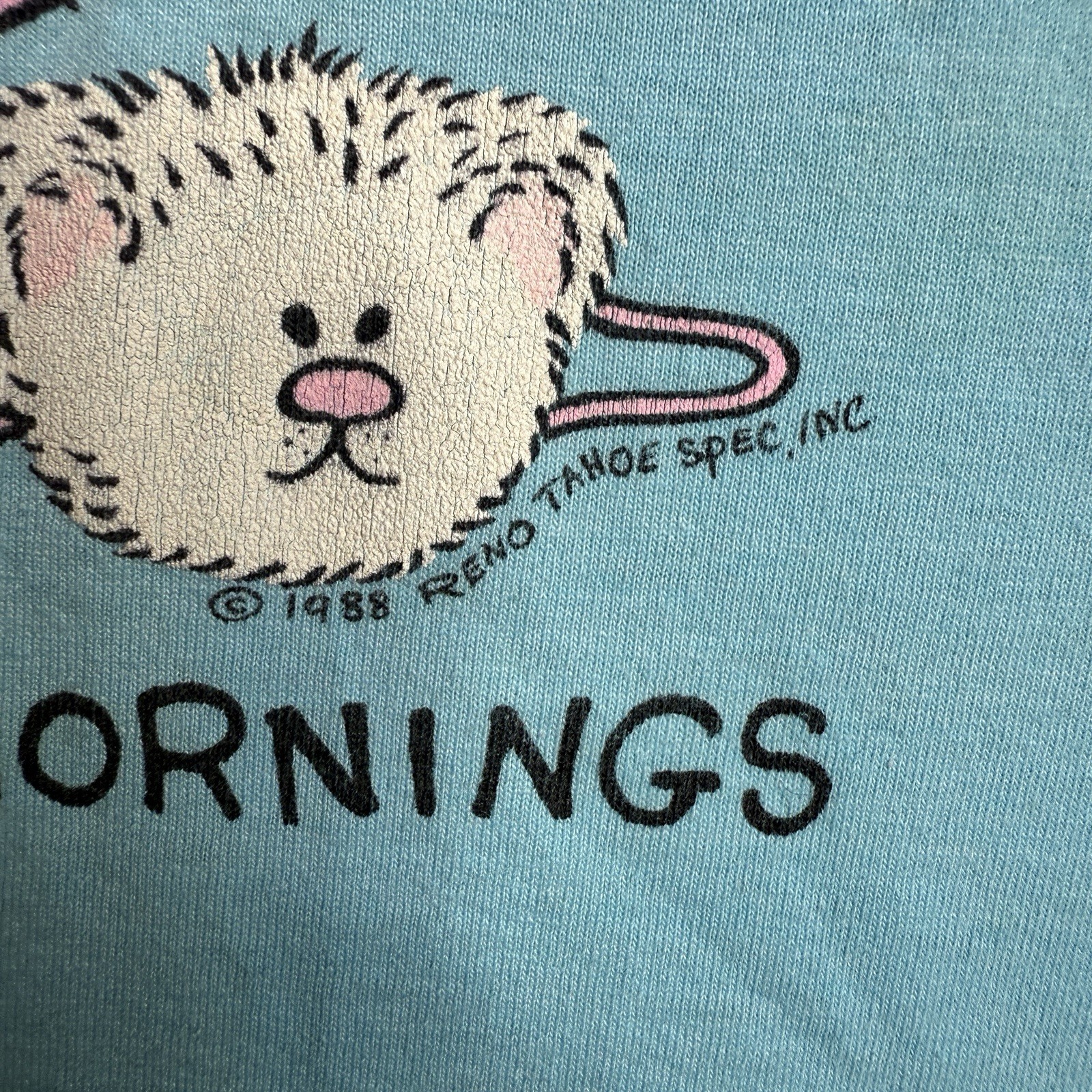 Vtg 80s 1988 Screen Stars Reno Tahoe Bunny Rabbit Blue Cotton Shirt Size Large