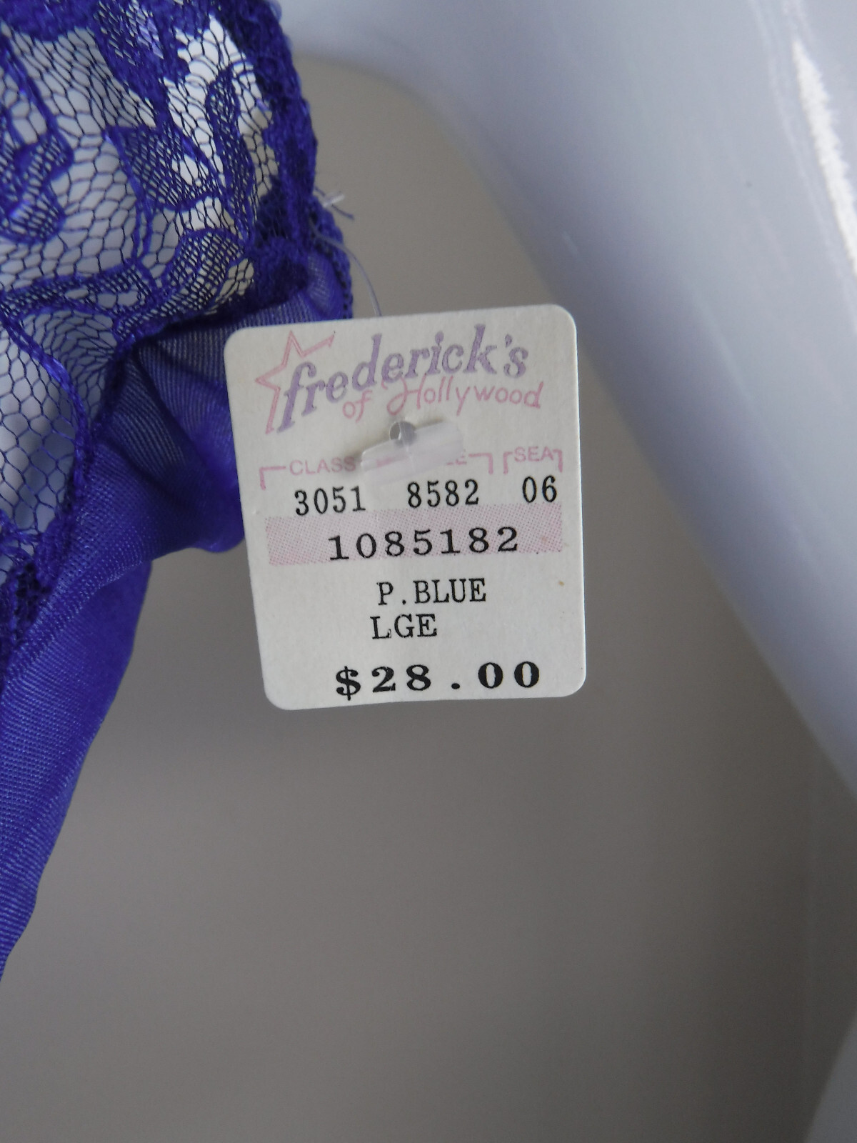 Frederick’s Of Hollywood VNTG 90’s New W/Tags Sapphire Blue Lace/Sheer Teddy Lg.