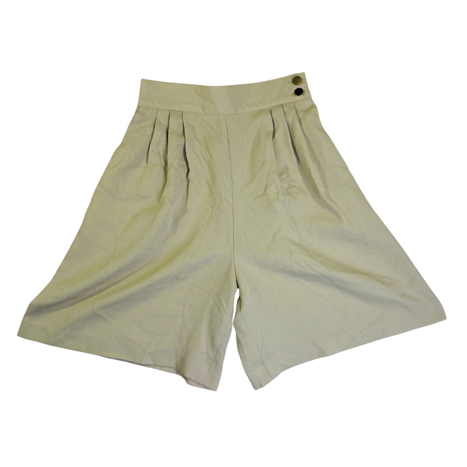 Vintage Kathie Lee Pleated Shorts Tan Beige High Waist Culottes Size 8 USA MADE