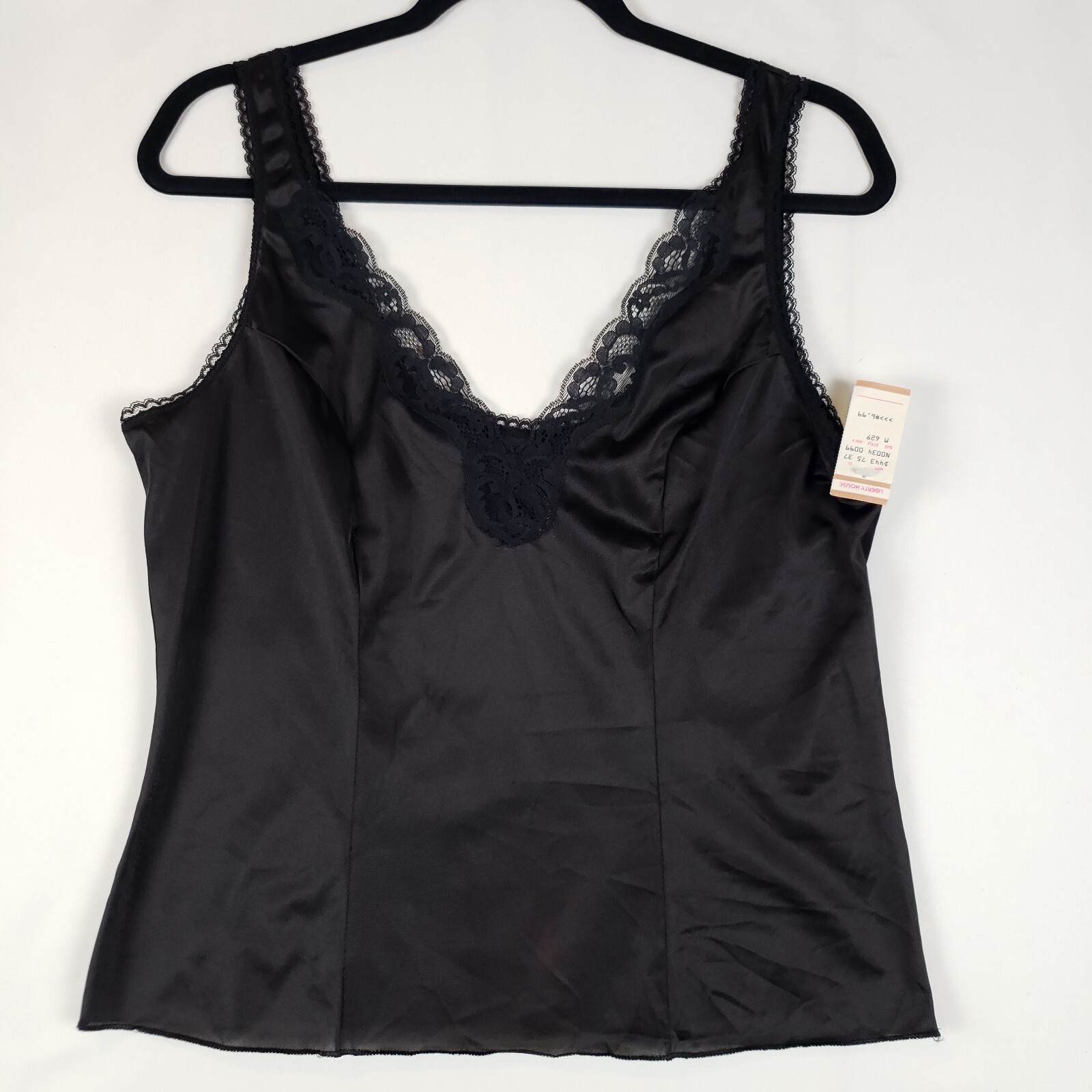 Vintage Greenco Maid Camisole Womens Medium 6 All Nylon Black Lace Trim NWT