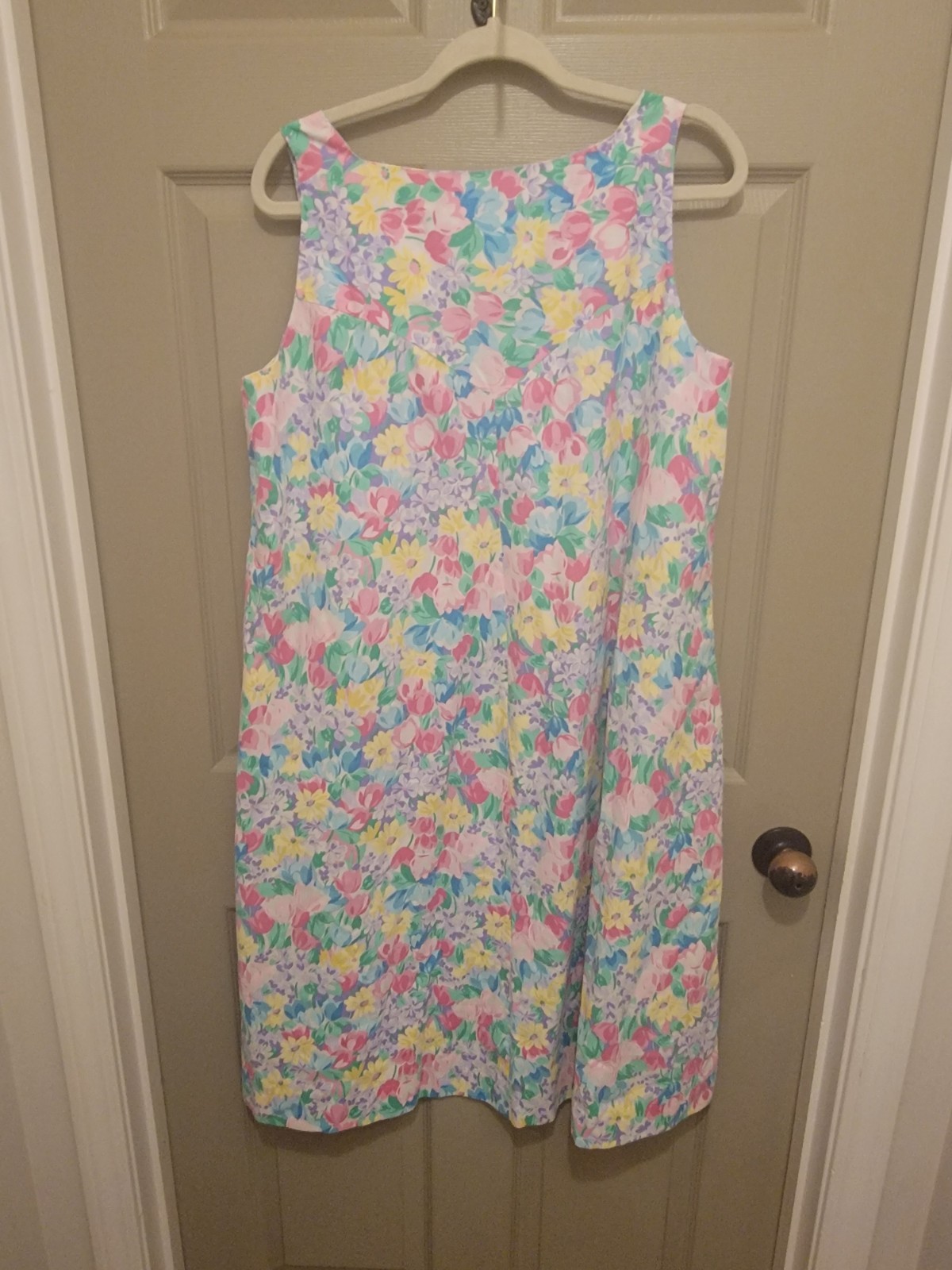 Vintage Alice Of California Spring Tulip Novelty Floral Apron Style Dress Sz L