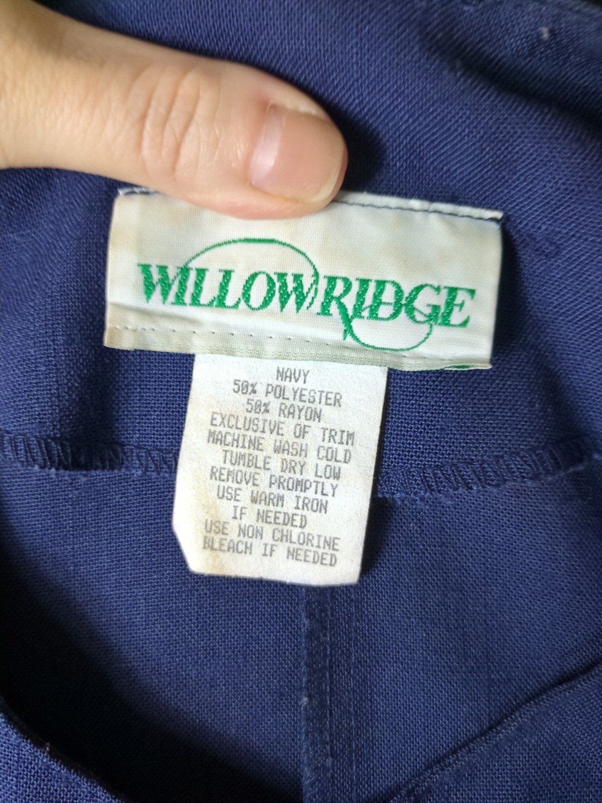 Vintage Willow Ridge Navy Blue Side Button Down Dress Woman’s 14
