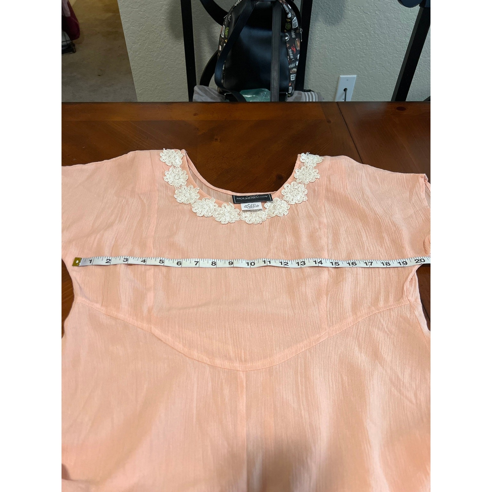 Molly Malloy Vintage Peach Gauze Maxi Dress Size 8 Cottagecore Boho Festival