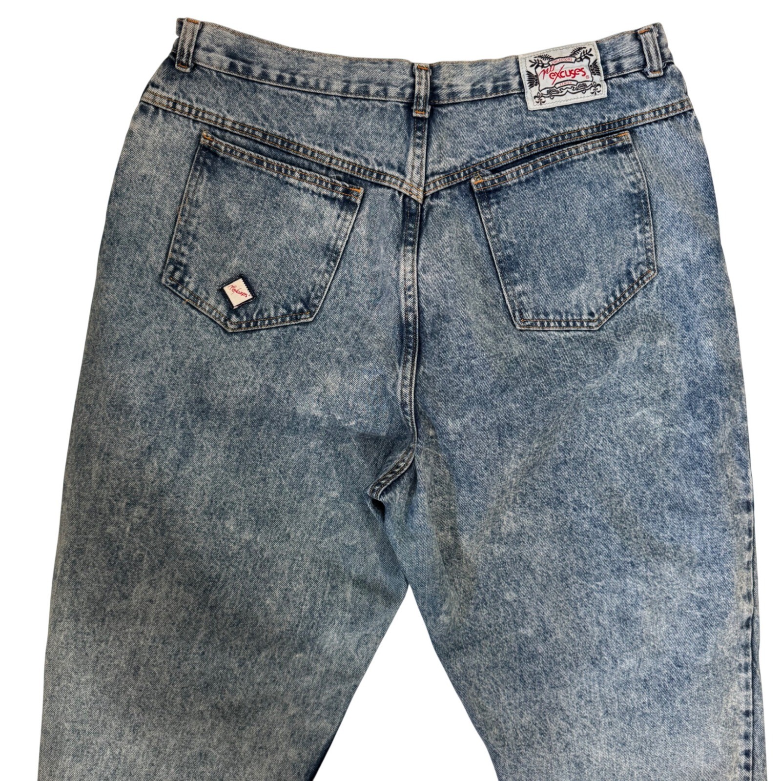 Vintage No Excuses Acid Wash High Waisted Ankle Zip Bow Jeans Blue 38 USA