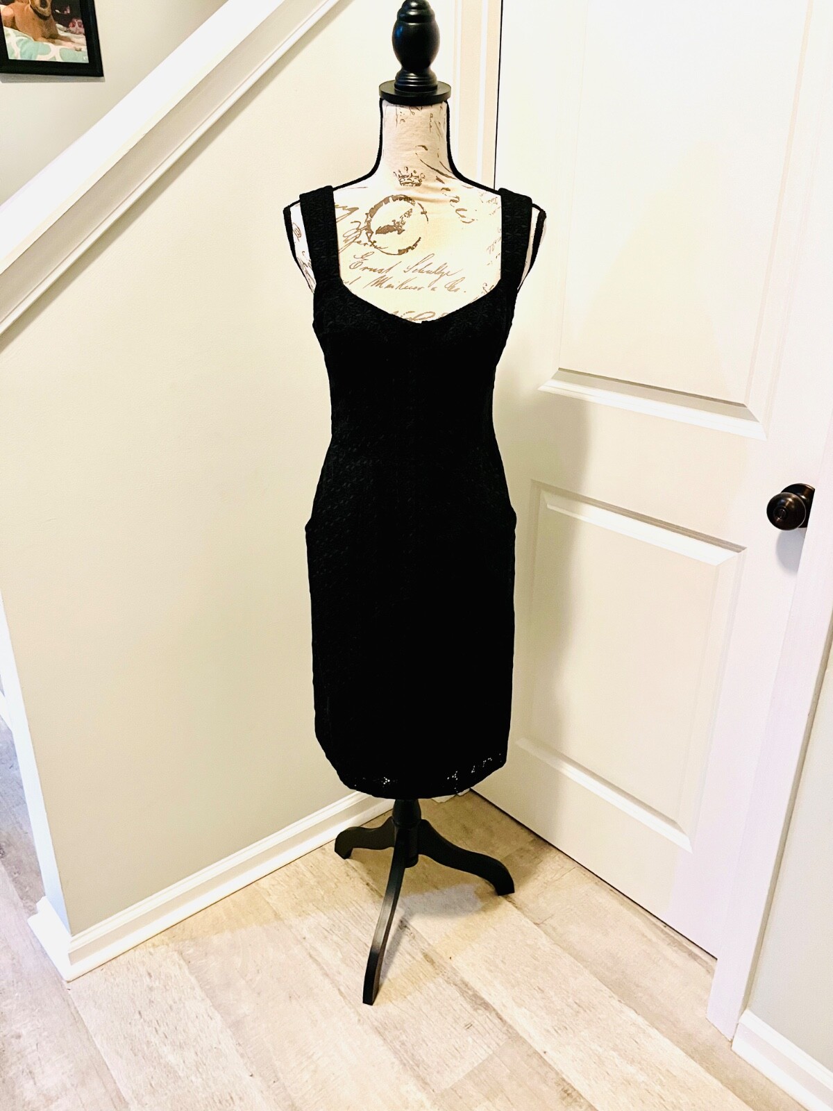 VTG Nanette Lapore Black Eyelet Corset Dress Sleeveless Size 8, STUNNING, EUC