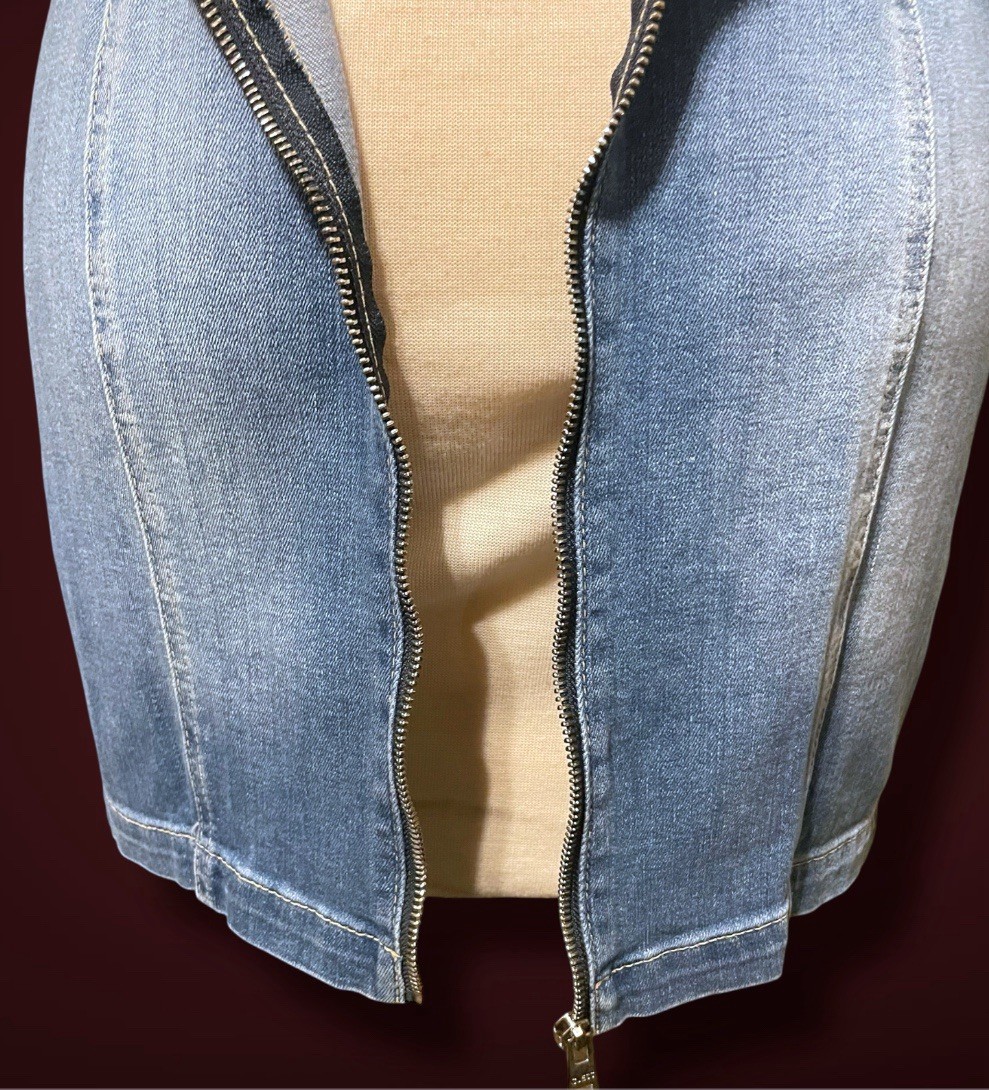 Vintage 1990’s Guess Stretch Distressed Denim Jean BodyCon Mini Tank Dress