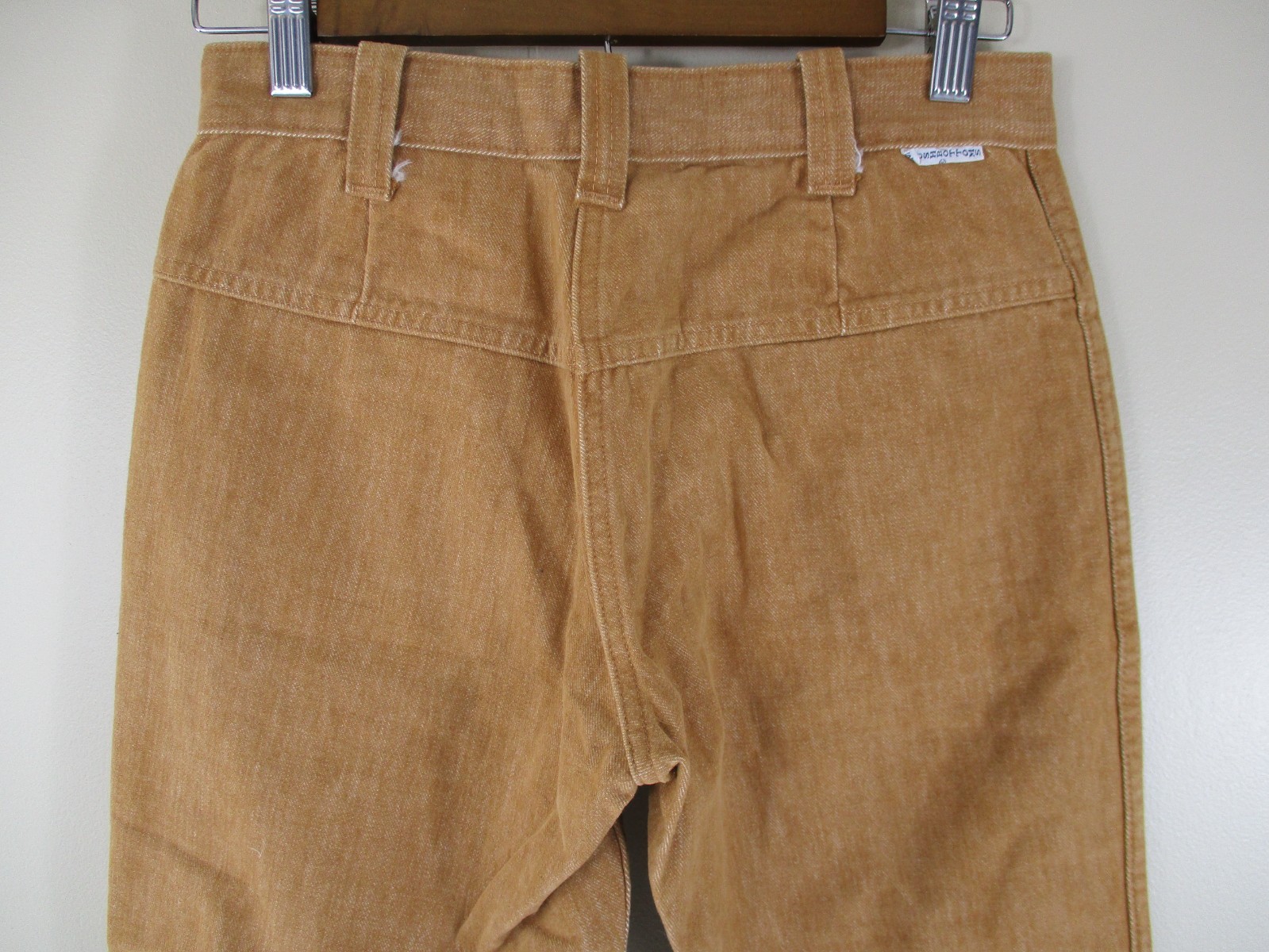 VTG 70’s Plush Bottoms Bell Bottom Snap Fly Jeans Boho Hippy 27 X 29 Brown Twill