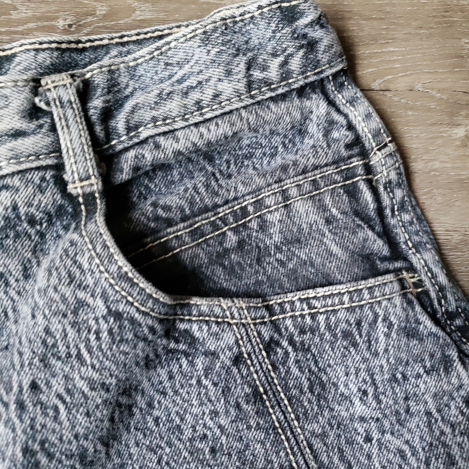 VTG 80s Gitano Black Acid Wash Tapered Jeans Sz 14 RUNS SMALL 27″W DISTRESSED