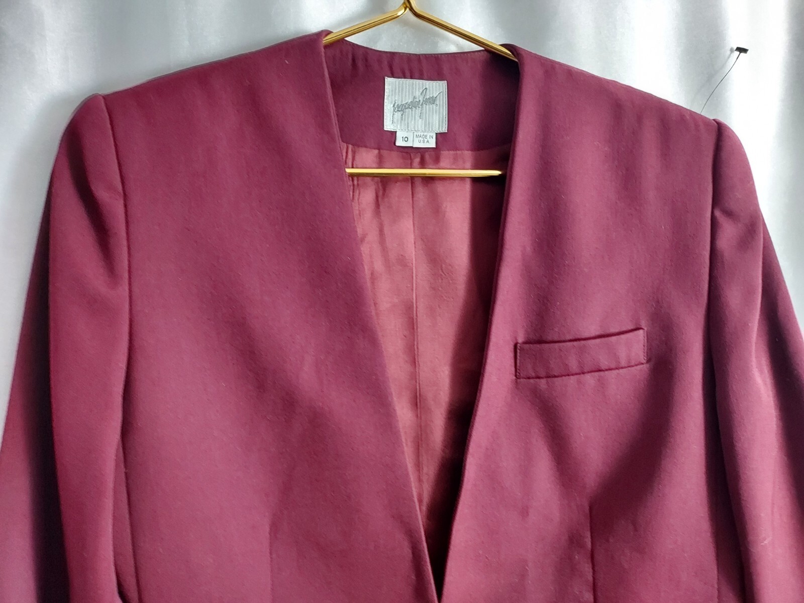 vintage jaqueline ferrar women blazer size 10 burgundy