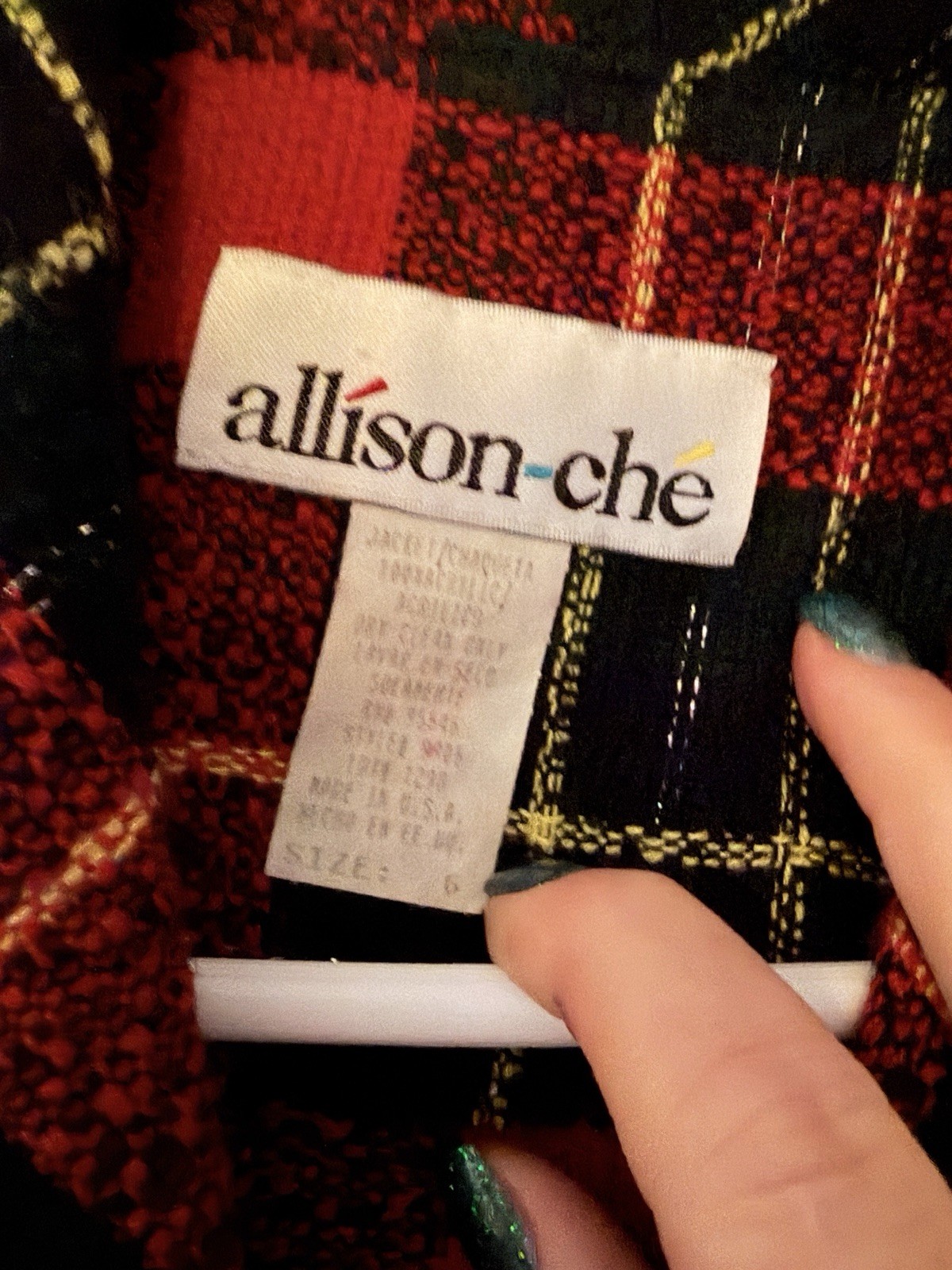 Vintage 90s Plaid Blazer Jacket Fitted Crop Shacket -Bold Bright Zip Up Holiday
